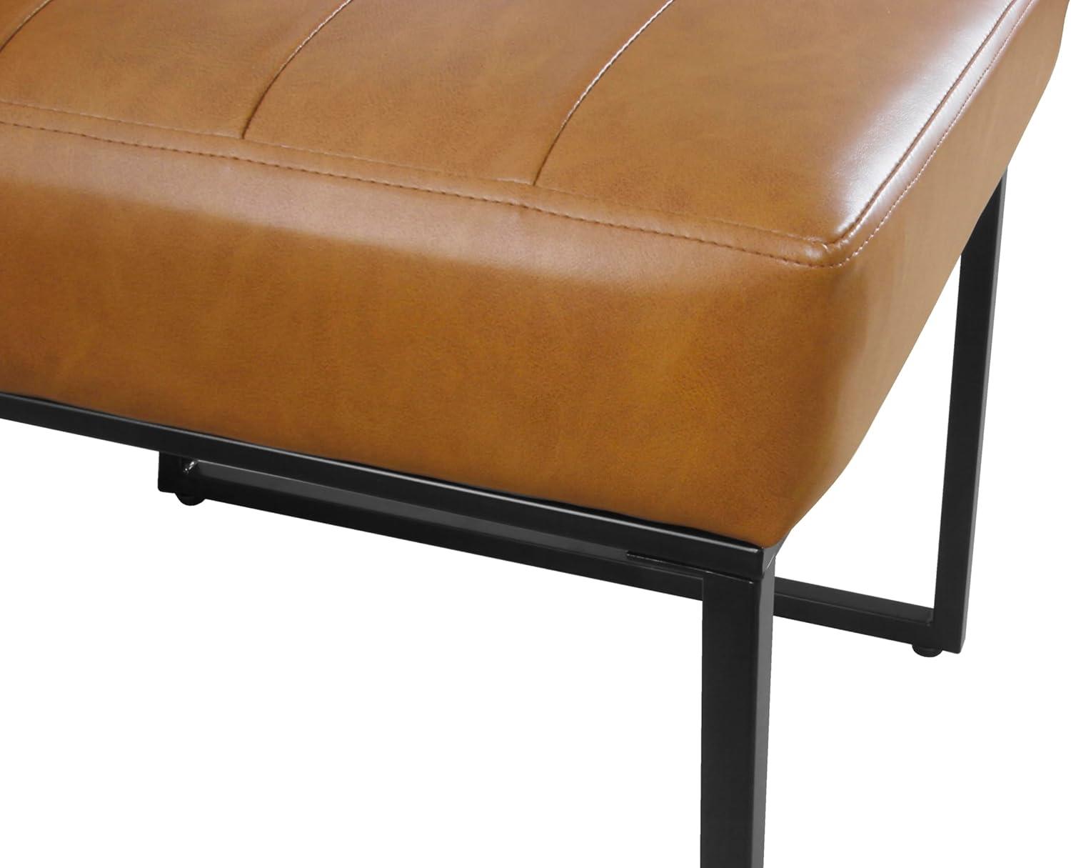 Channeled Metal Dining Chair Carmel Faux Leather - HomePop: Modern Upholstered, Spot Clean, 250lb Capacity