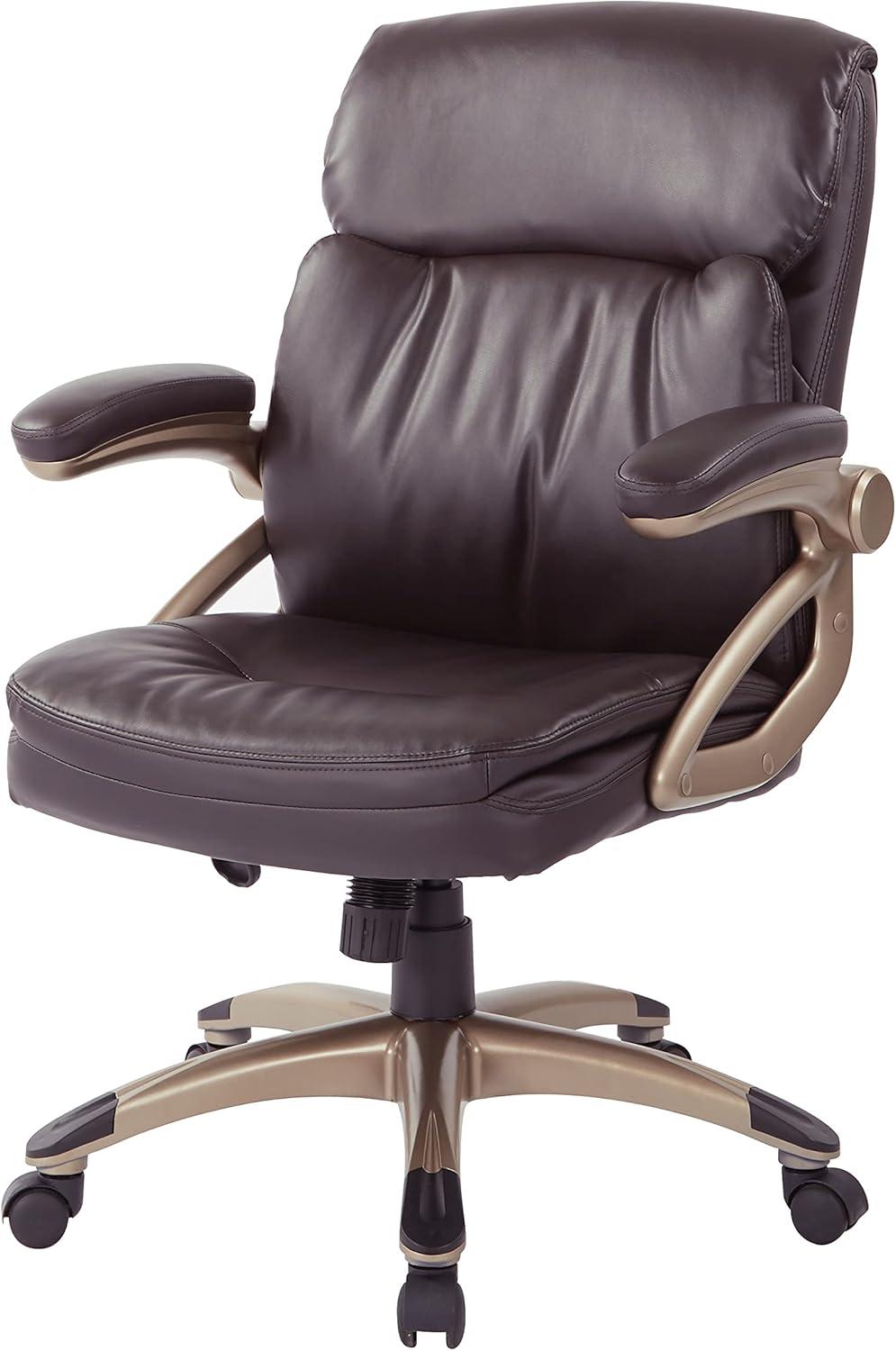 Executive Low Back Chair in Espresso Bonded Leather with Cocoa Accents
