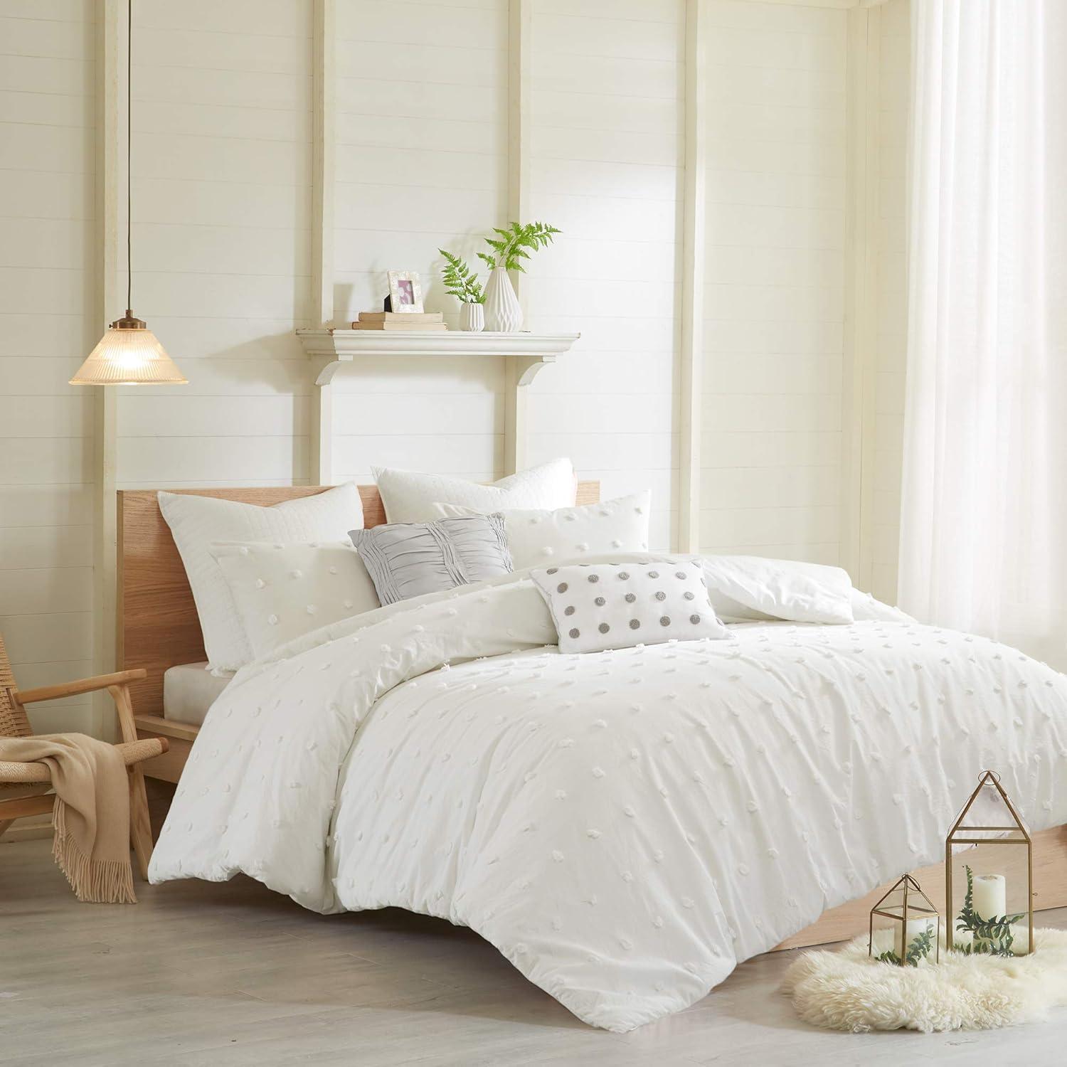 Intelligent Design Brooklyn Cotton Jacquard Comforter Set with Euro Shams and Throw Pillows