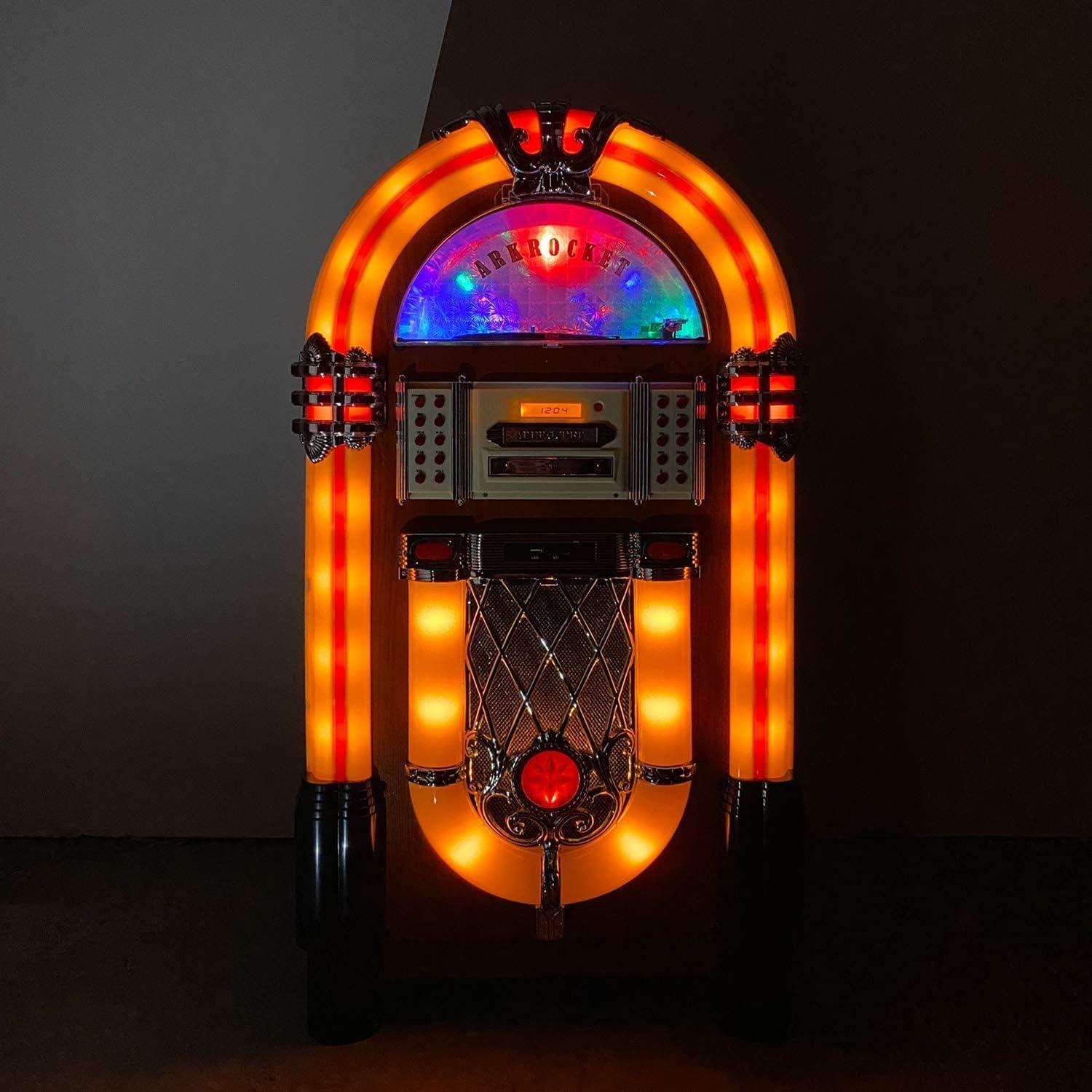 Arkrocket Taurus Jukebox Vinyl Record Player Bluetooth USB SD CD Player Radio Retro Turntable Classic Jukebox (Taurus - Classic)