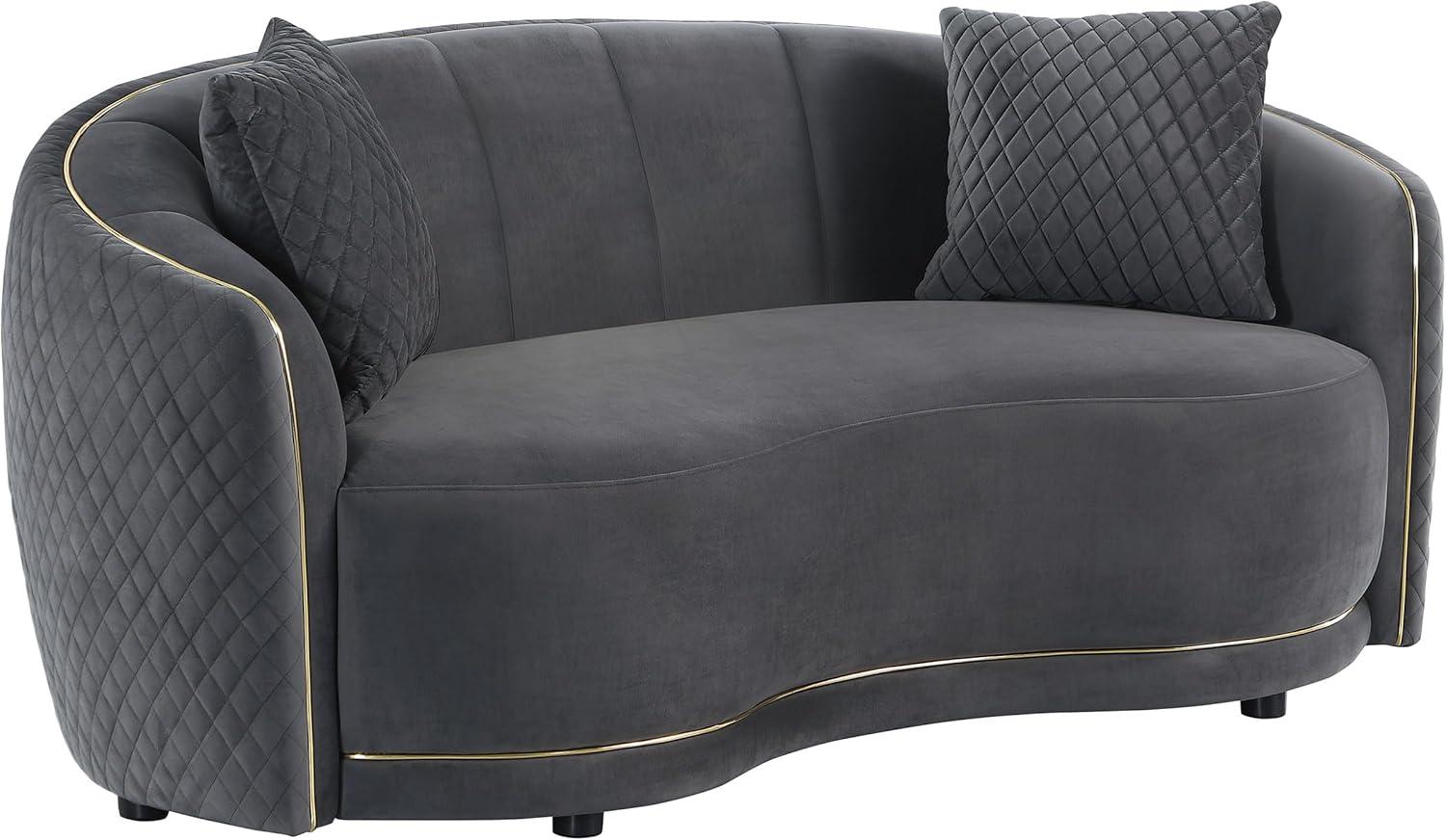 Coaster Brookside 2-Piece Velvet Fabric Upholstered Sofa Set in Dark Gray