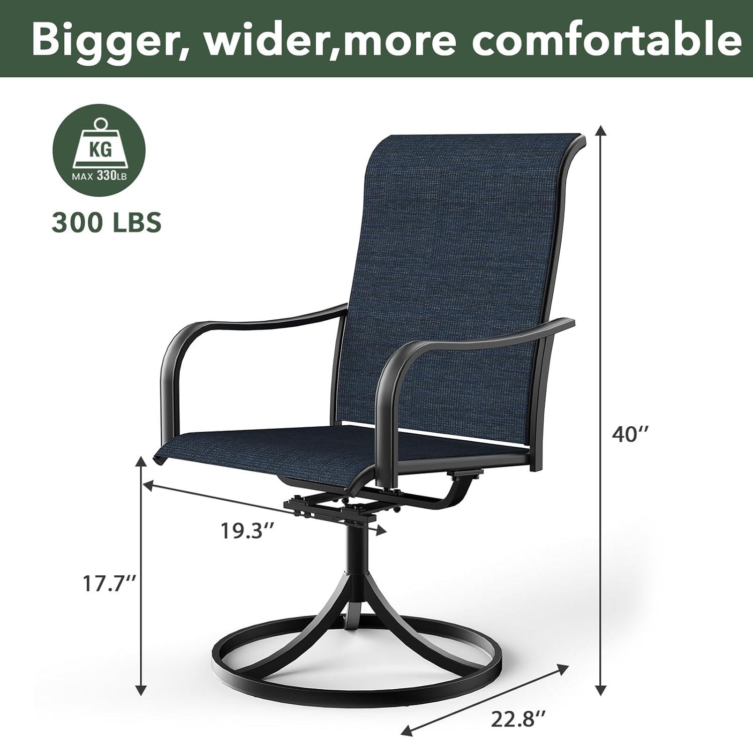 Patio Swivel Chairs Set of 2, Outdoor Dining Chairs with All-Weather Textilene Mesh and Metal, High Back, Patio Swivel Chairs for Patio, Deck, Garden, and Backyard（Gray）