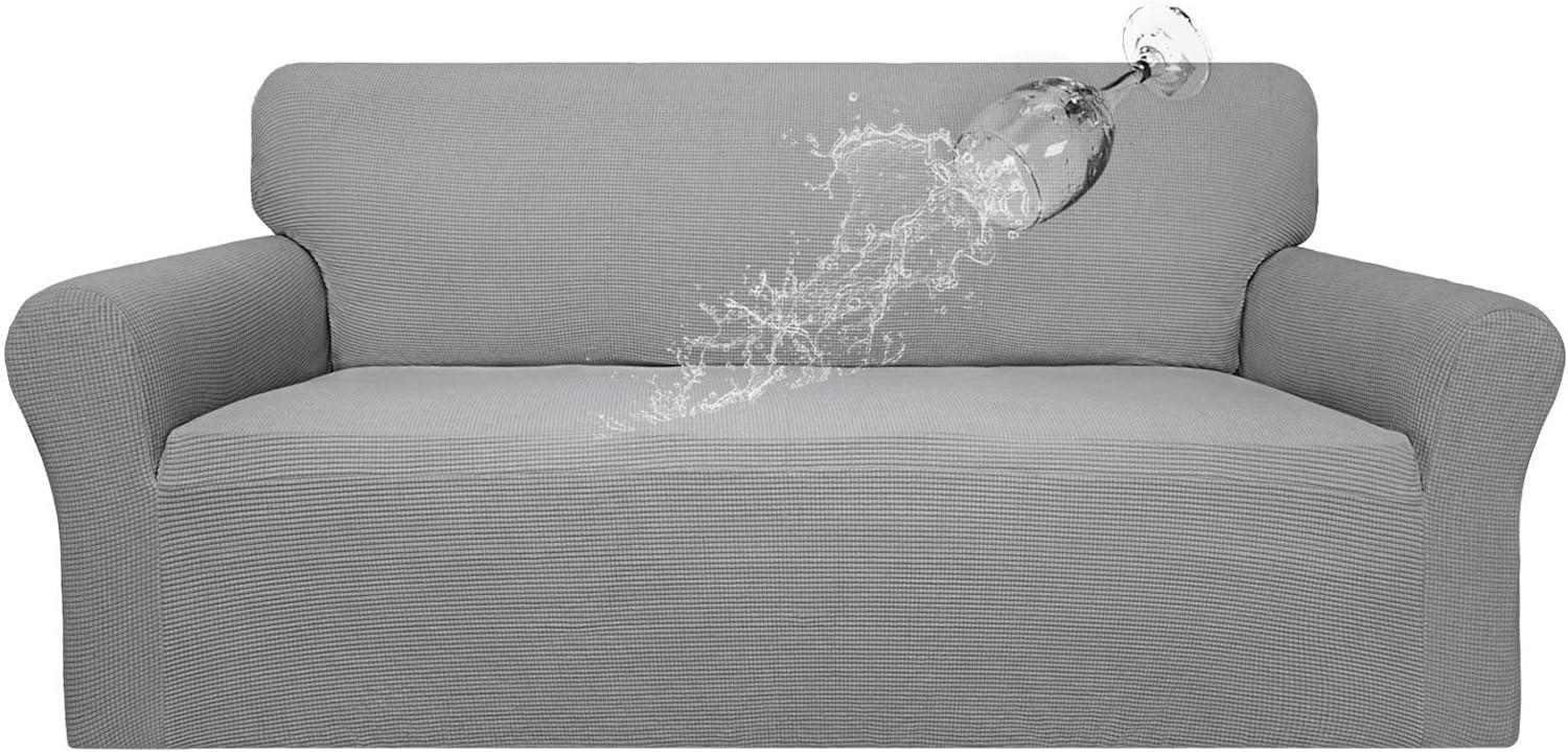 Easy-Going Stretch Jacquard Couch Cover, 1-Piece Soft Sofa Cover, Sofa Slipcover with Anti-Slip Foams, Washable Furniture Protector for Kids, Pets (Sofa, Light Gray1)