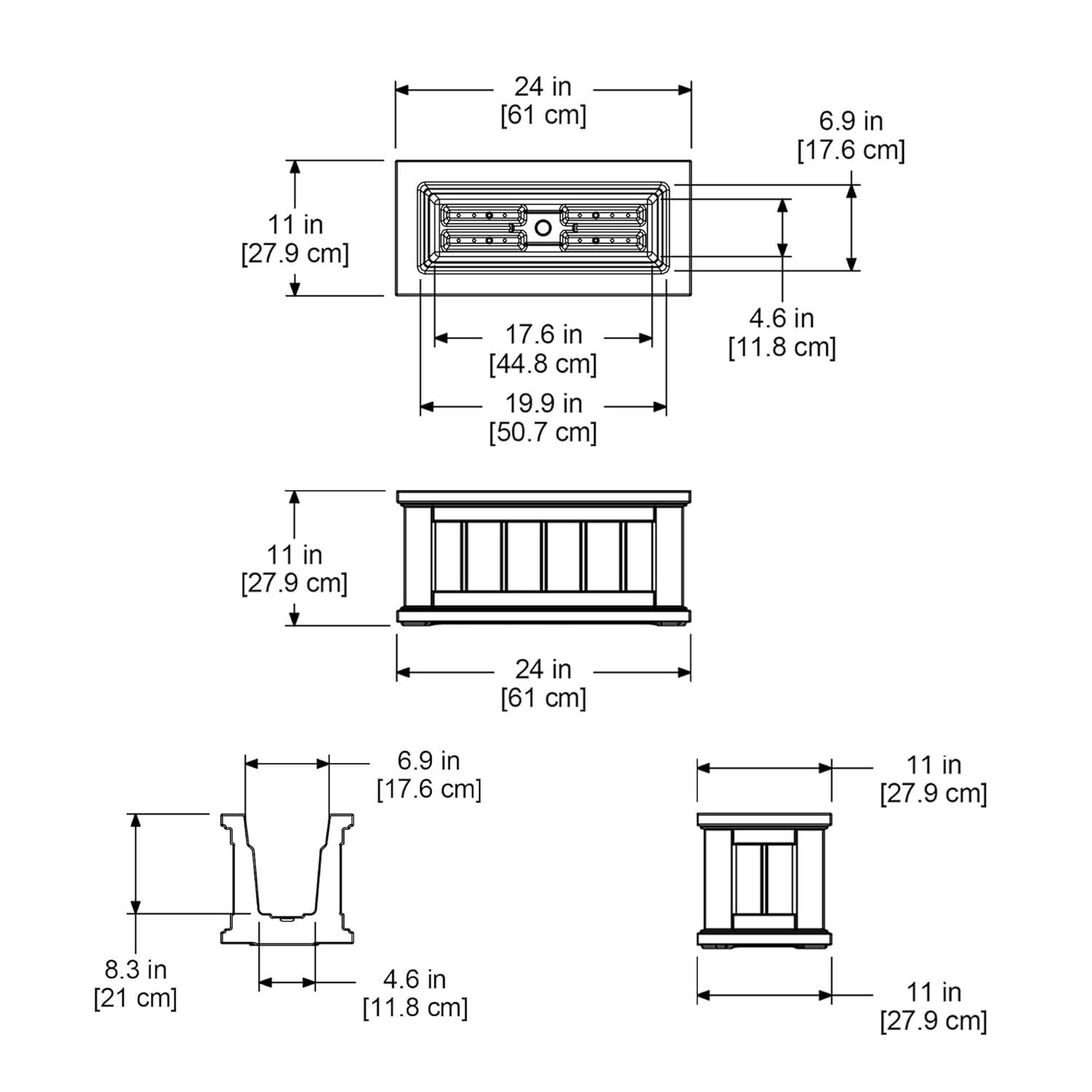 Mayne Cape Cod 24" x 11" x 11" Rectangle White Self-Watering Polyethylene Planter