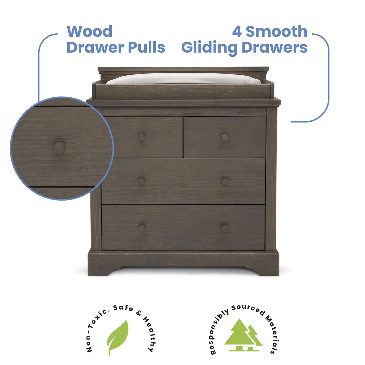 Simmons Kids' Paloma 4 Drawer Dresser with Changing Top and Interlocking Drawers - Rustic Gray