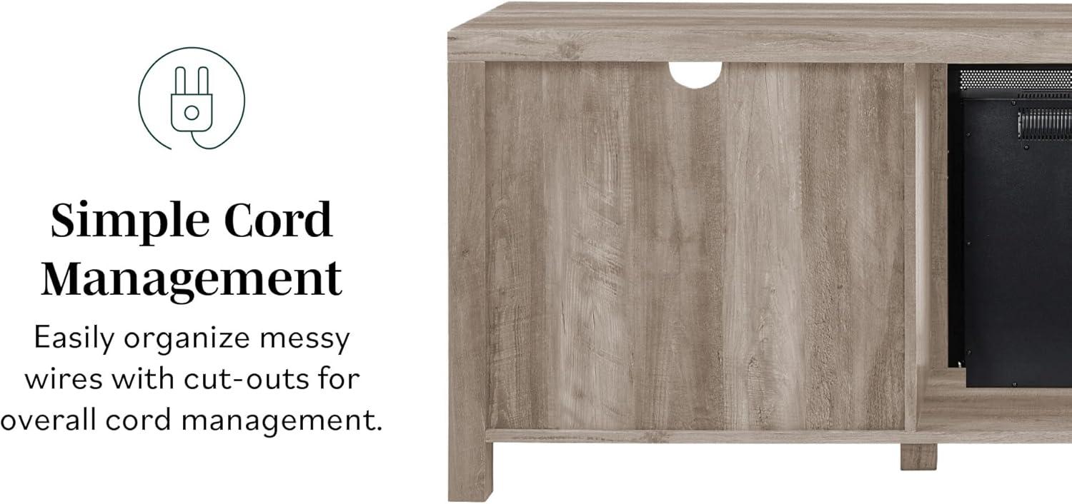 Walker Edison Farmhouse Fireplace TV Stand for TVs up to 80", Grey Wash