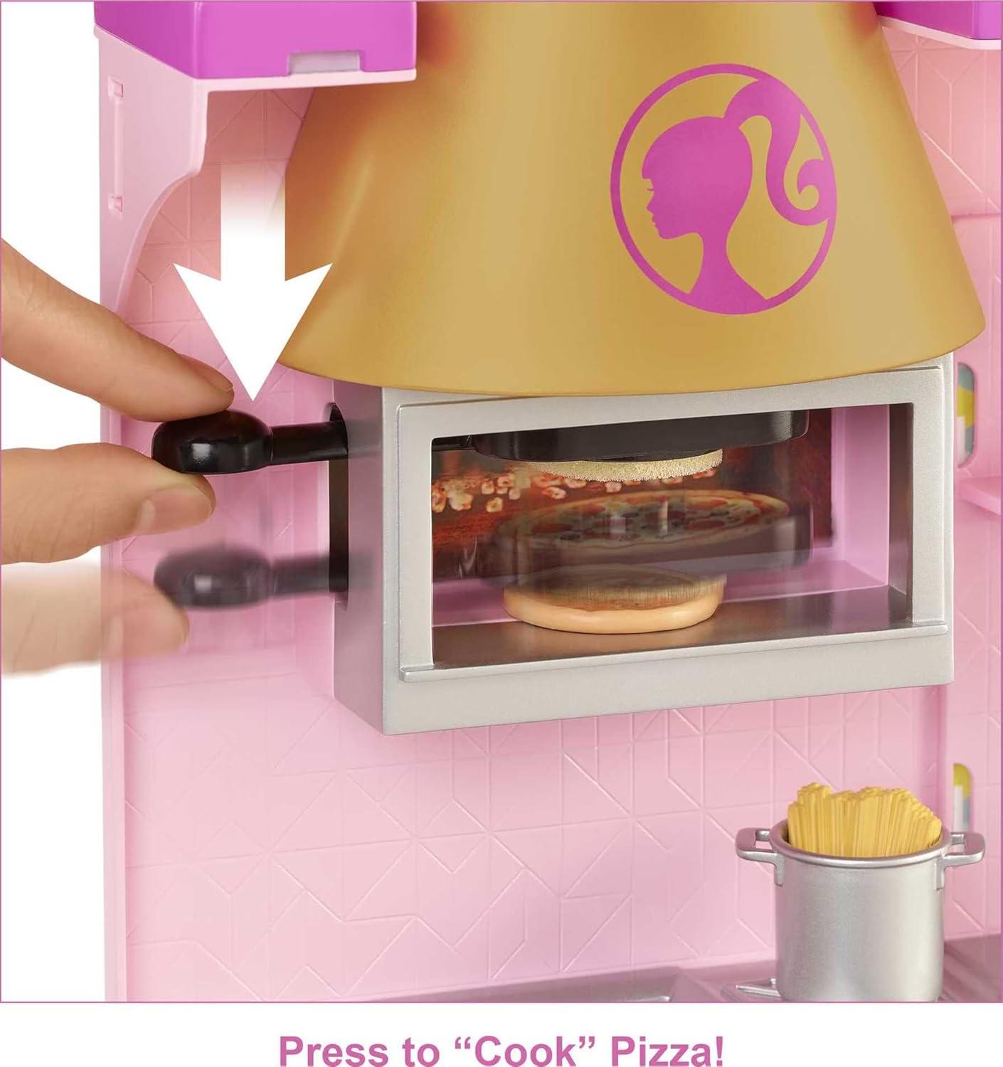 Barbie Cook ‘n Grill Restaurant Playset with 30+ Pieces Including Pizza Oven & Grill
