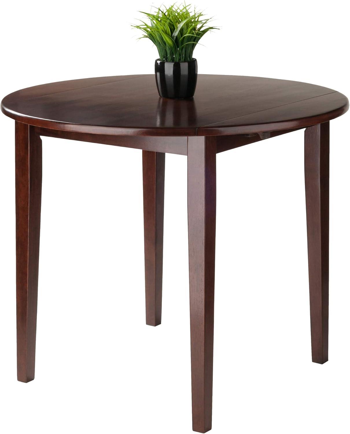 Transitional 36" Extendable Round Dining Table in Walnut