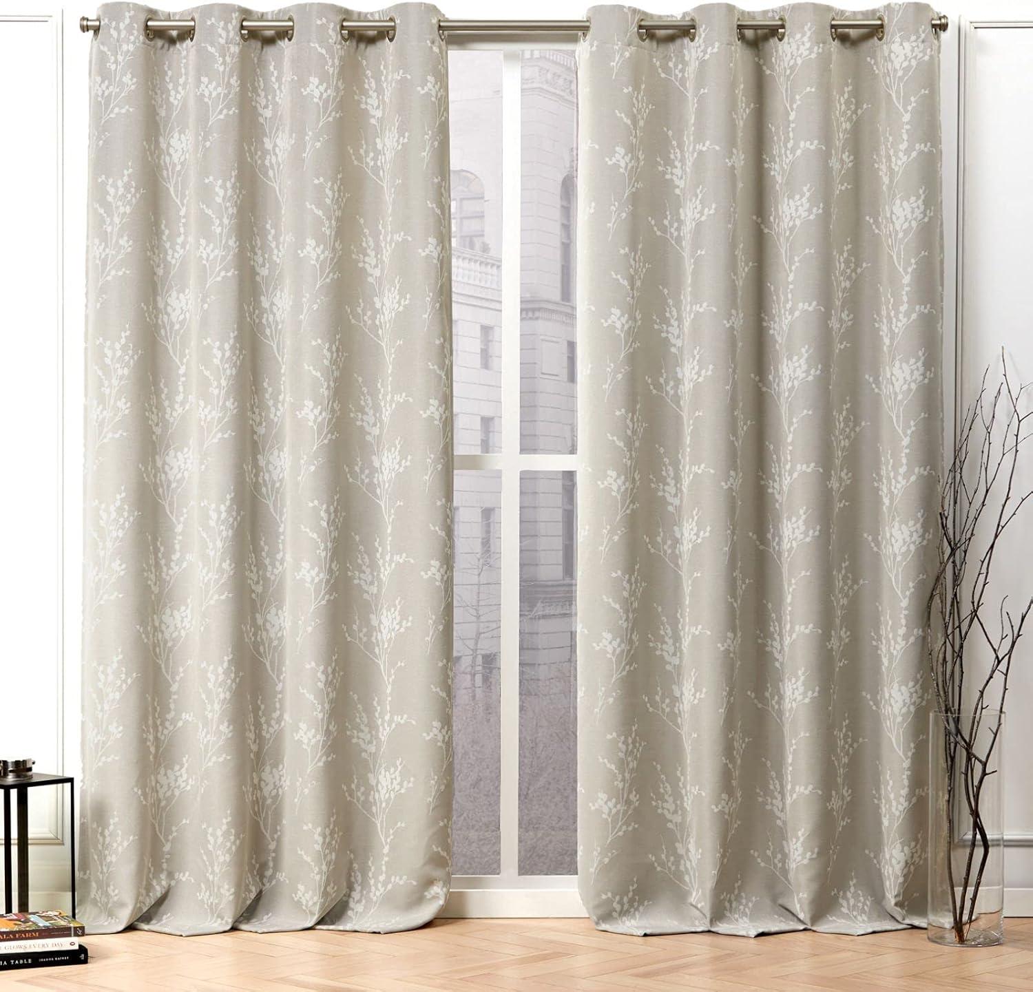 Nicole Miller Nicole Miller Turion Floral Room Darkening Blackout Grommet Top Curtain Panel Pair (Set of 2)