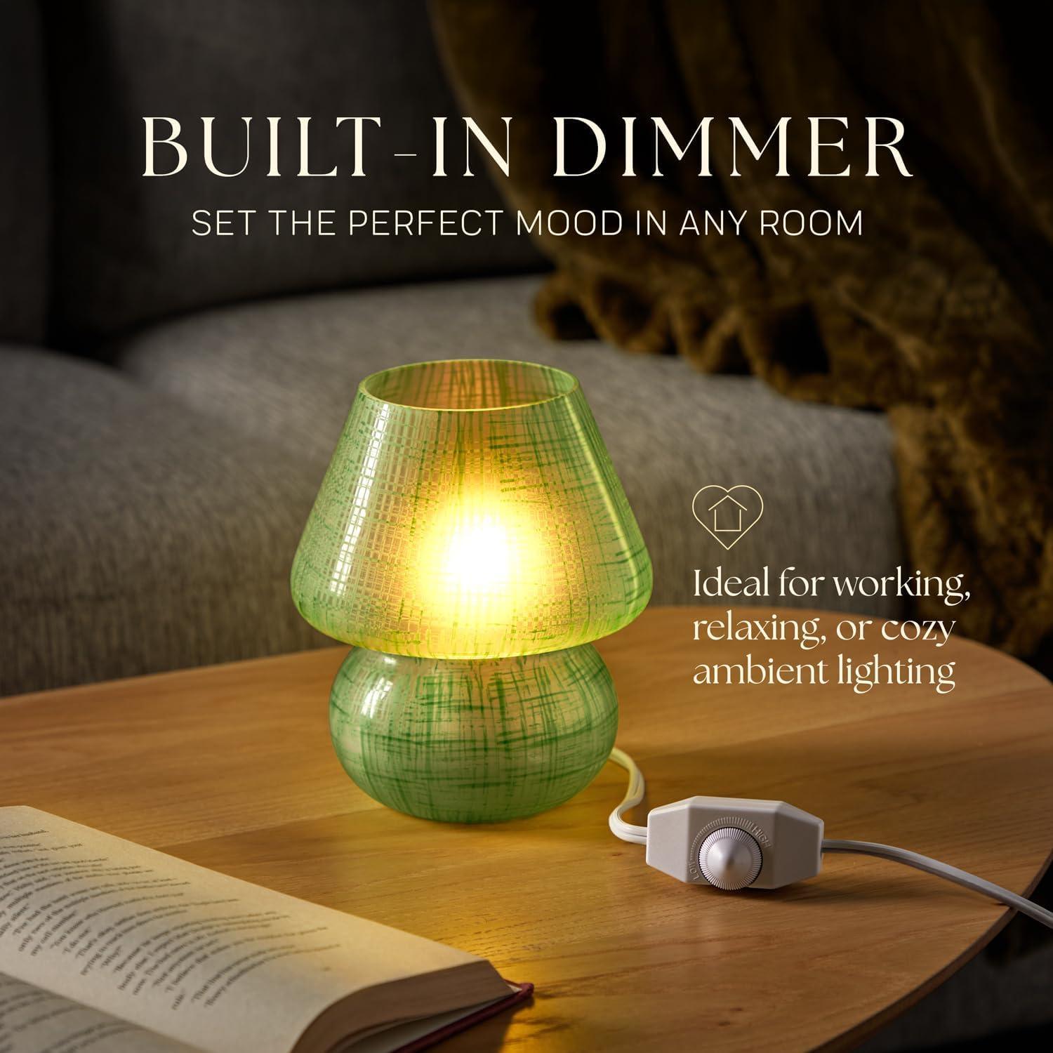 Next Glow Mushroom Lamp - Green Retro Funky Aesthetic LED Table Lamp, Modern Dimmable E26 Socket