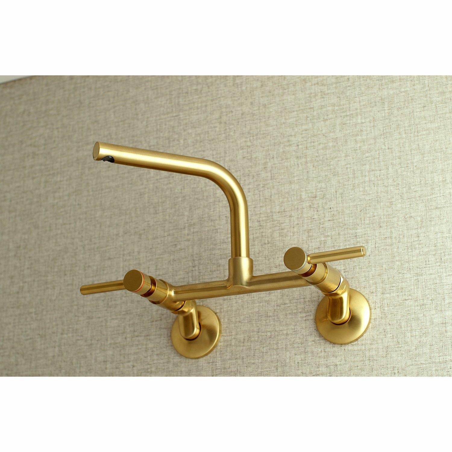Kingston Brass Kingston Brass Concord Double-Handle 2-Hole Wall-Mount Bridge Kitchen Faucet KS812PN