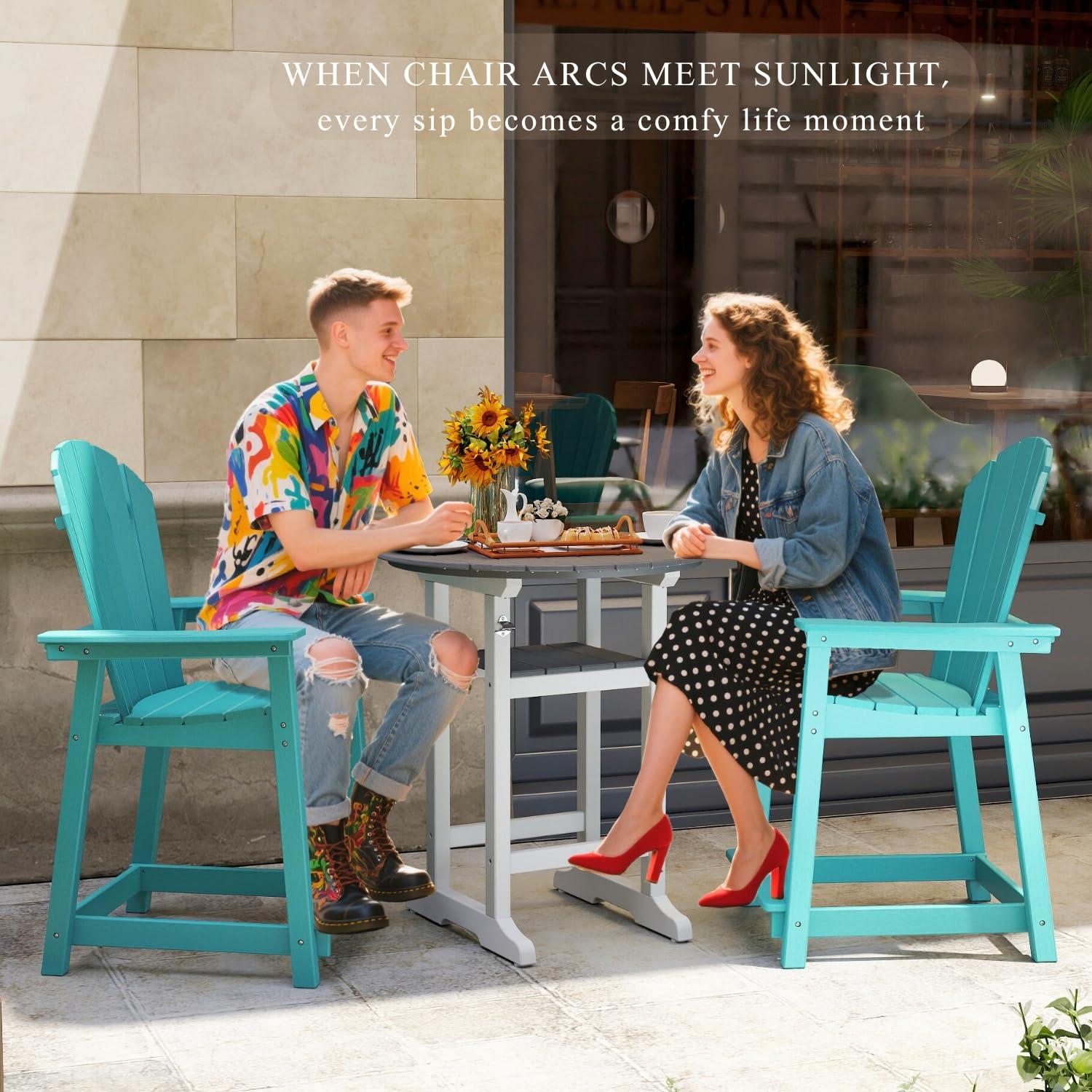 Outdoor Tall Adirondack Chair, Patio Bar Stool Chair with High Back, 400lbs, Widened Arms, All-Weather Balcony Chair for Backyard, Garden, Yard (1 PC)