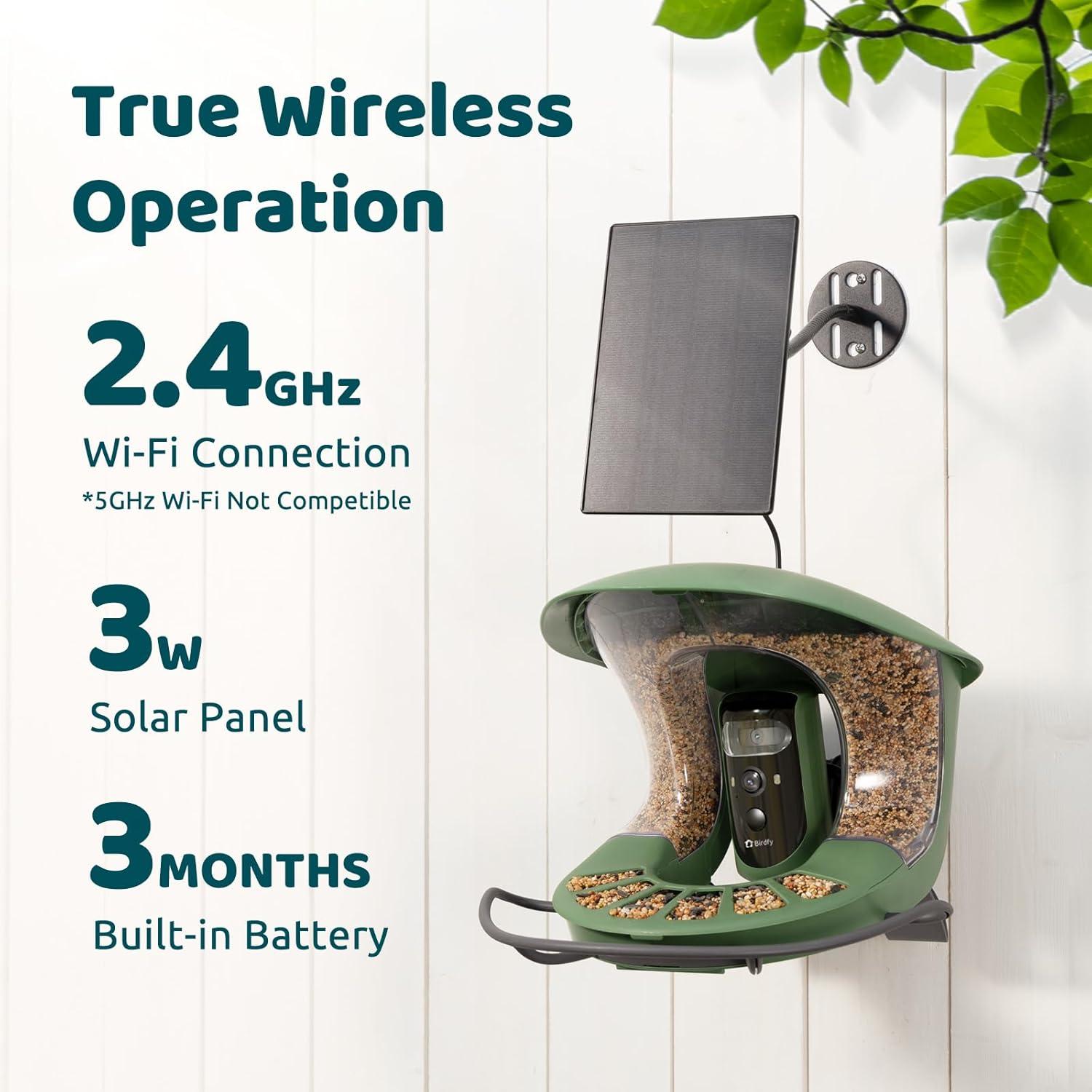 Birdfy Birdfy 2 Smart Bird Feeder with Camera, Dual-Lens, Solar-Powered, Wireless Installation, Auto-Capture Bird Videos & Motion Detection, Gift Present