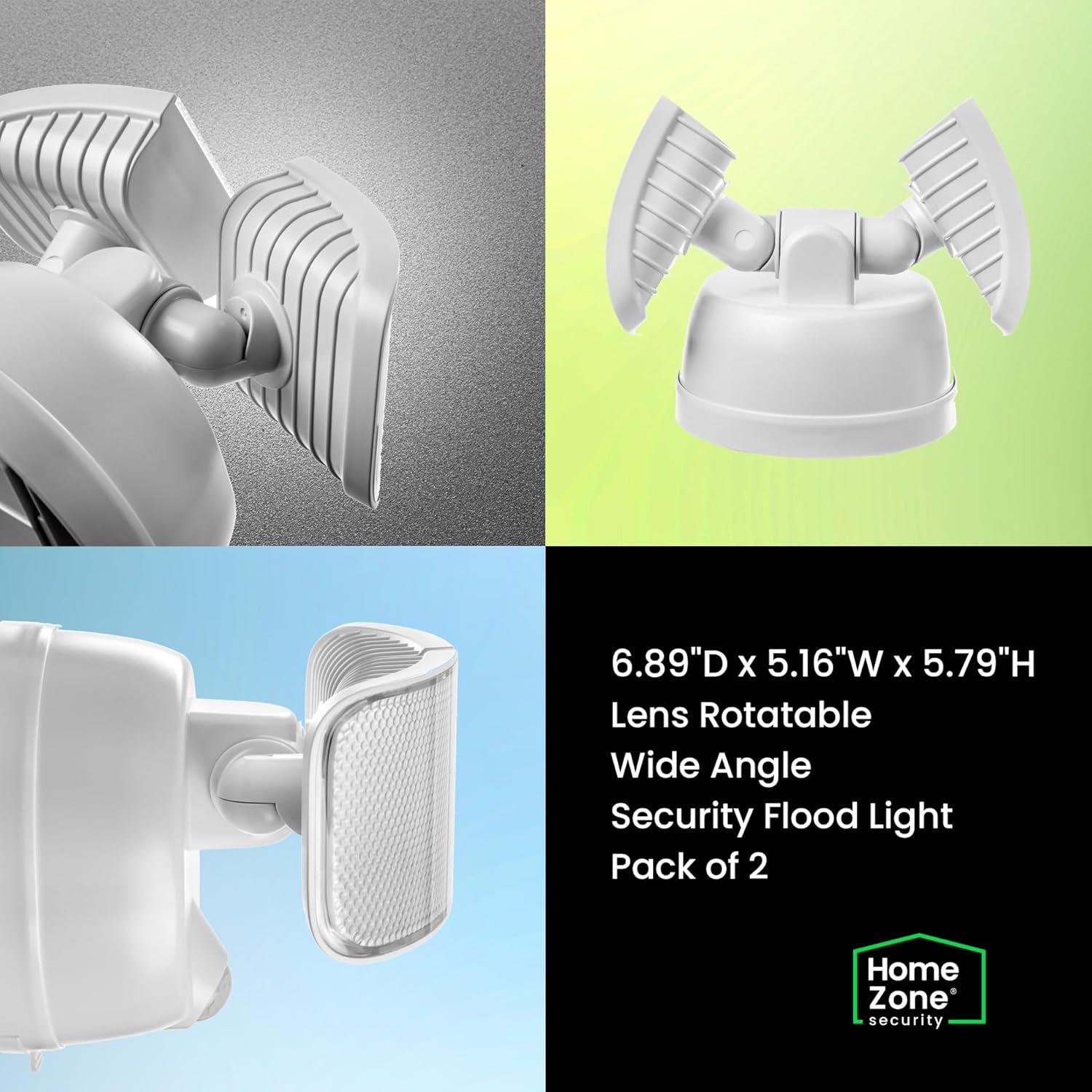 Home Zone Security 2 - Head LED Battery Powered Outdoor Security Flood Light with Motion Sensor
