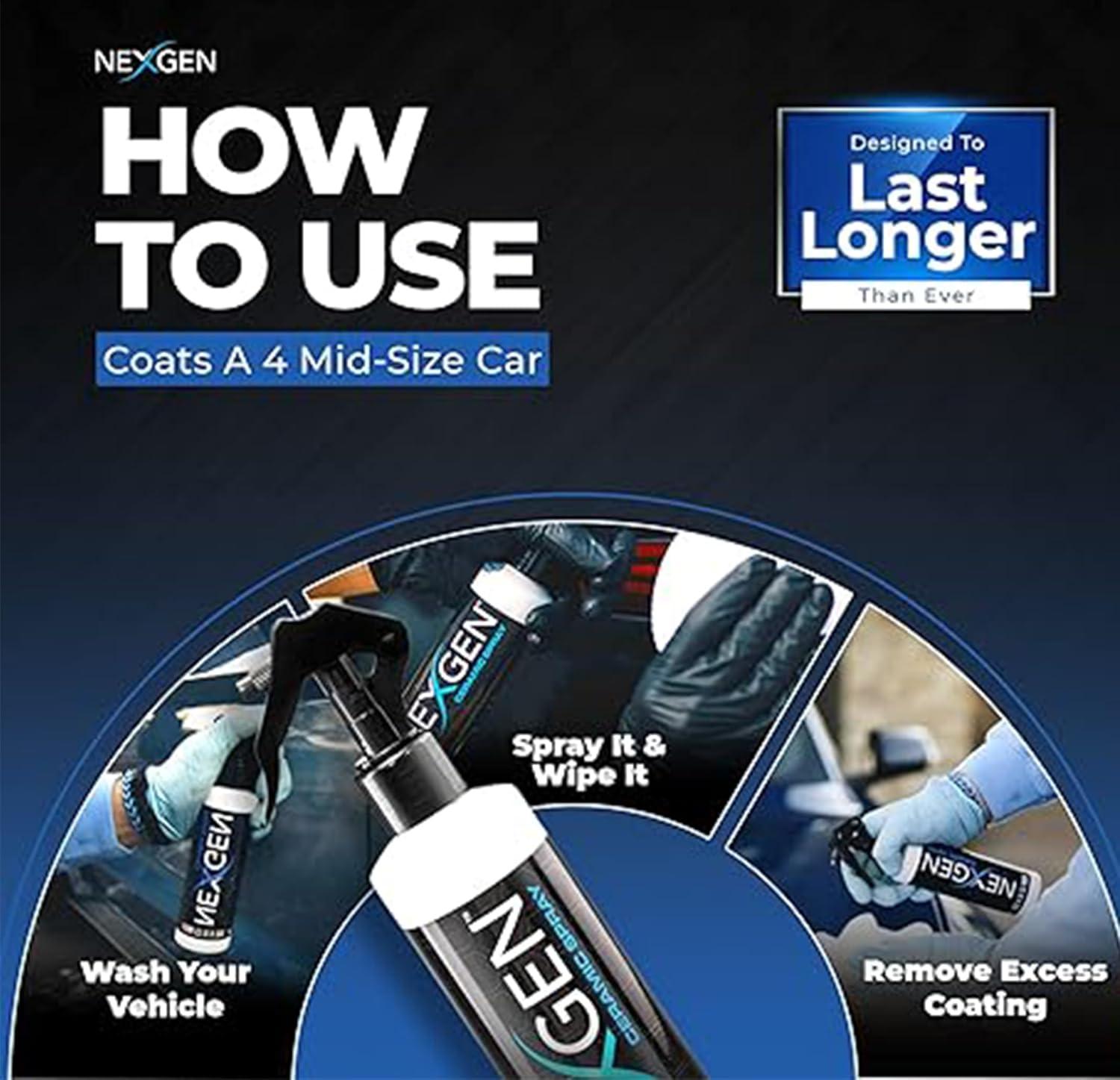 Nexgen Ceramic Spray Silicon Dioxide — Ceramic Coating Spray for Cars — Professional-Grade Protective Sealant Polish for Cars, RVs, Motorcycles, Boats, and ATVs — 8oz Bottle