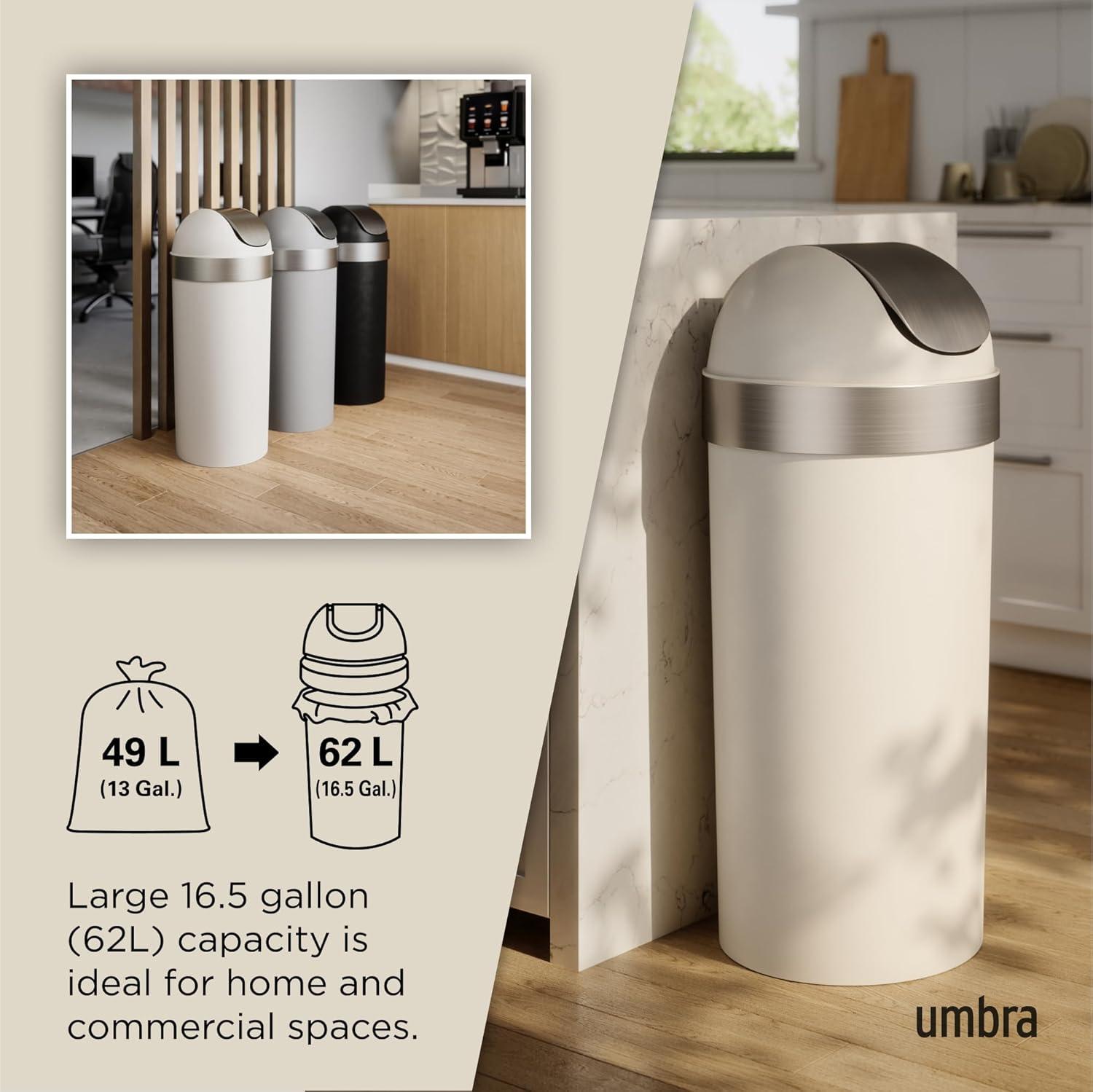 Umbra Venti Plastic Swing Top Trash Can - 16 Gallons