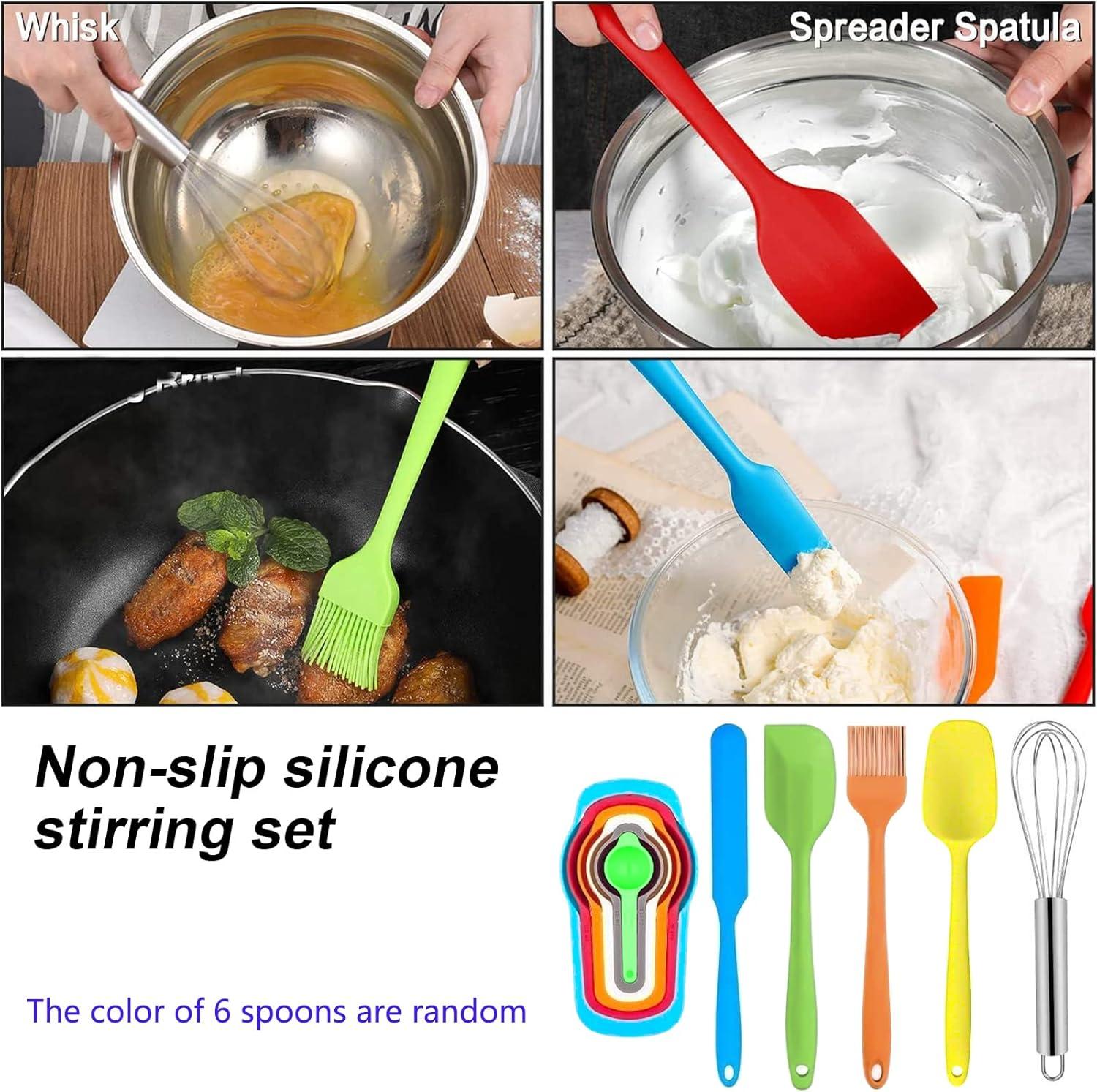 stusgo 6 Pcs Mixing Bowls with Lids,Stainless Steel Mixing Bowls with 3 Grater Attachments,Non-Slip Bottoms,Kitchen Utensils,Mixing Bowl Set for Kitchen Mixing Baking Prepping Cooking Serving,Black