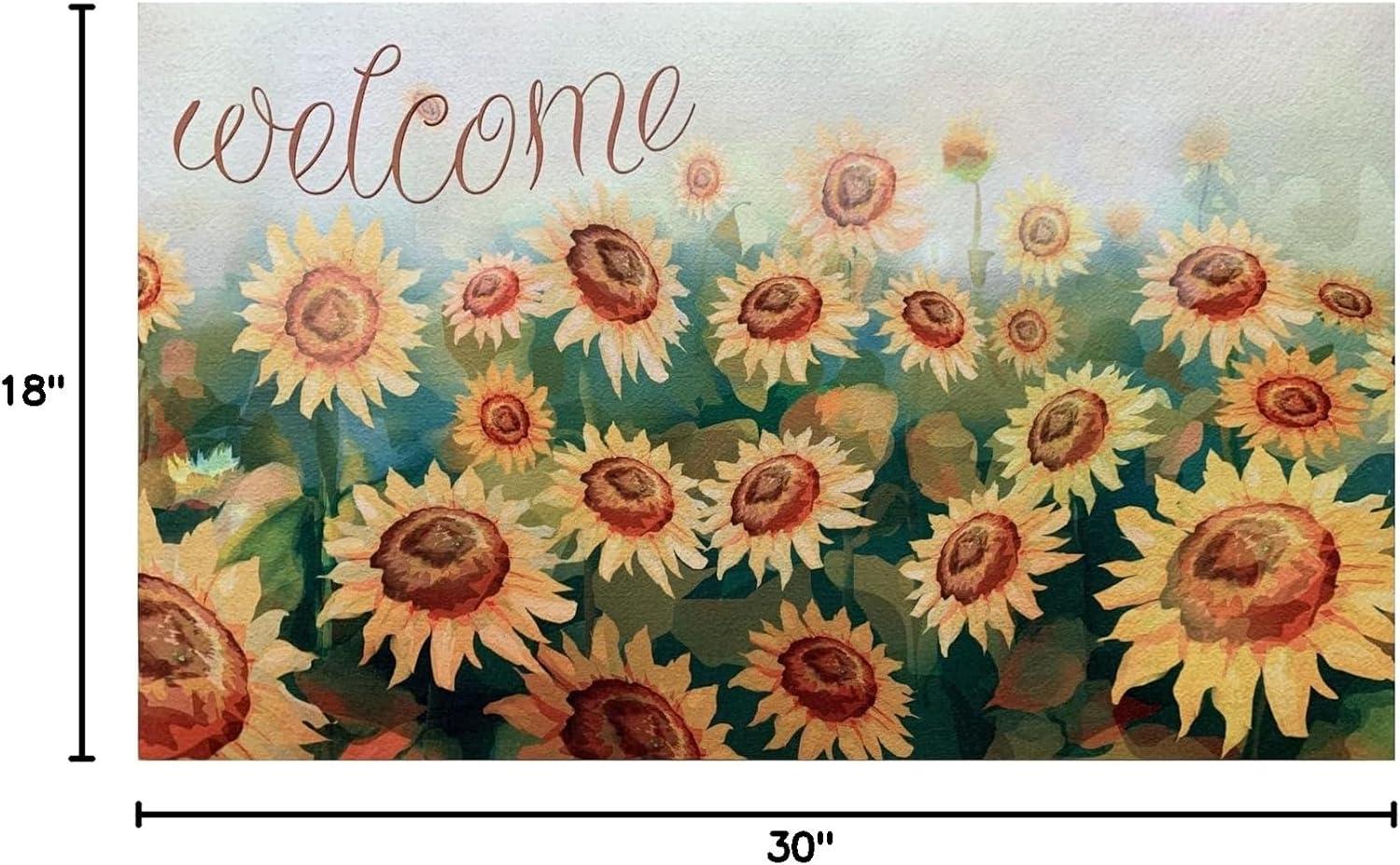 Achim Welcome Rubber Outdoor Doormat, Sunflower Field, 18" x 30"