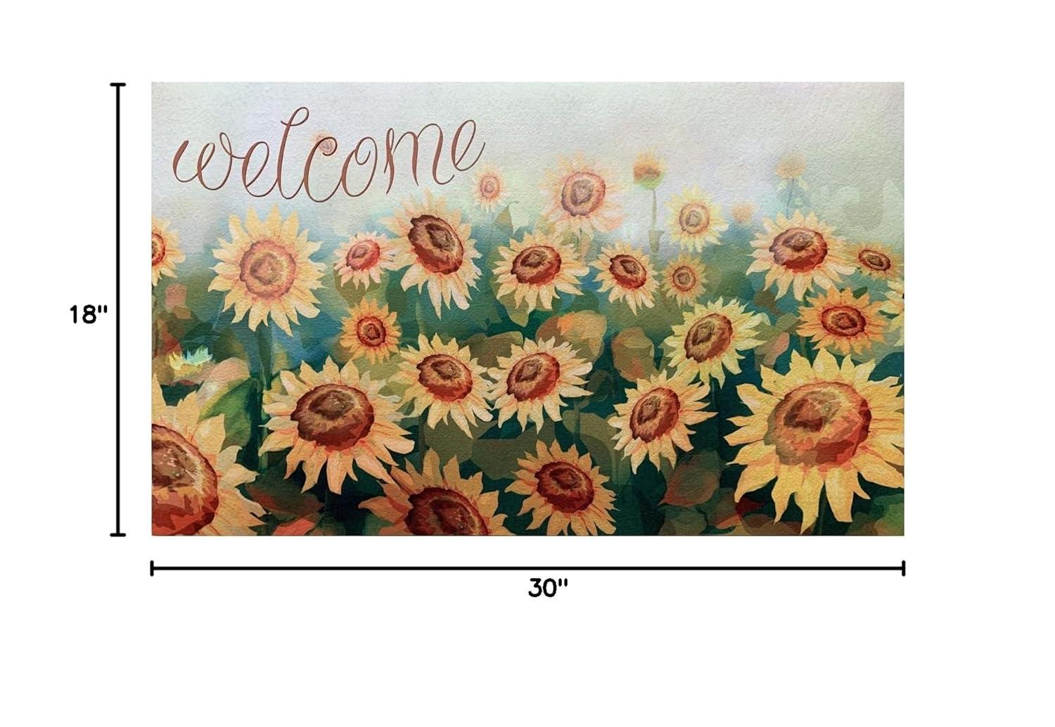 Achim Welcome Rubber Outdoor Doormat, Sunflower Field, 18" x 30"