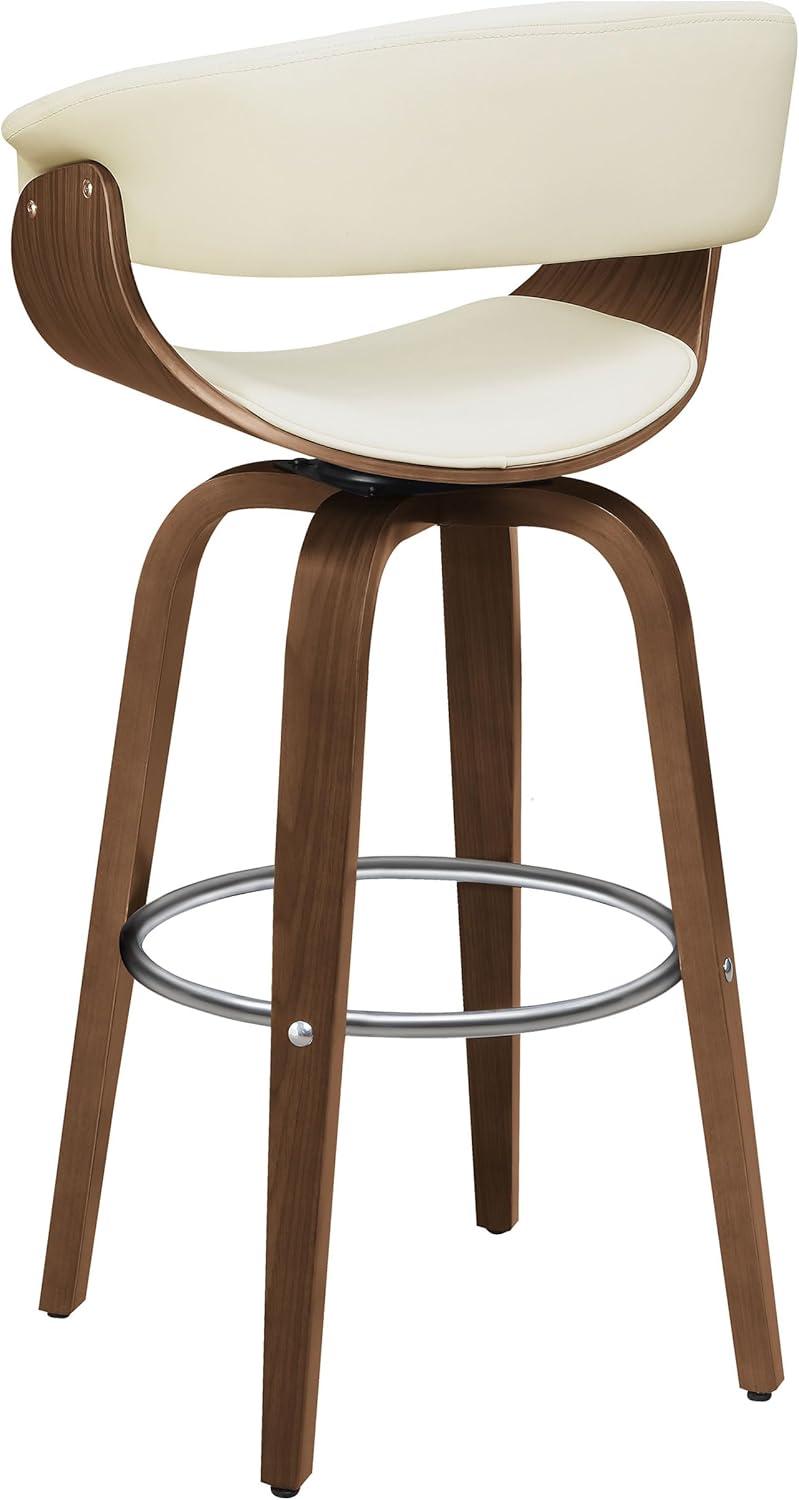Ebern Designs Freidin Upholstered Swivel Bar Stool Walnut