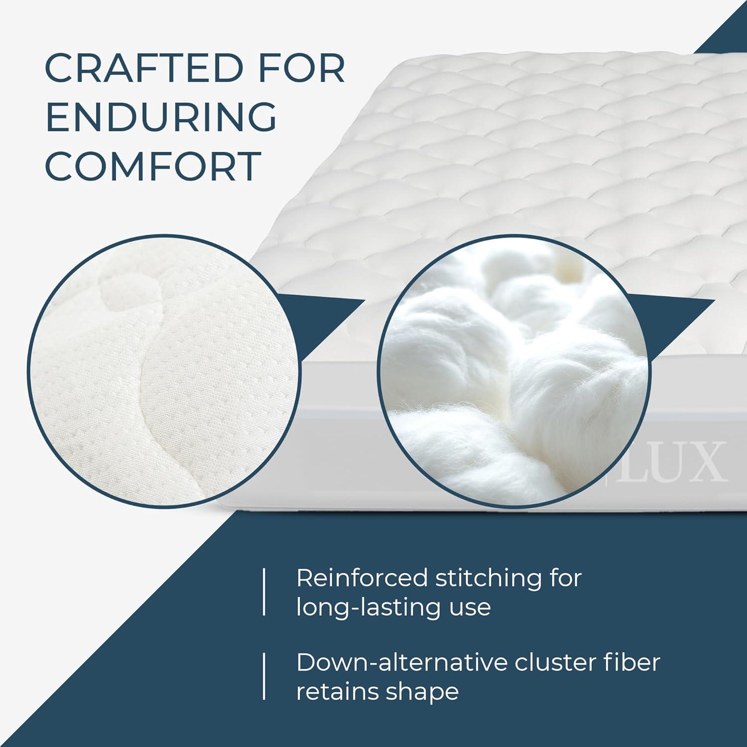 ExceptionalSheets Rayon from Bamboo Mattress Pad with Fitted Skirt - Extra Plush Cooling Topper - Twin XL