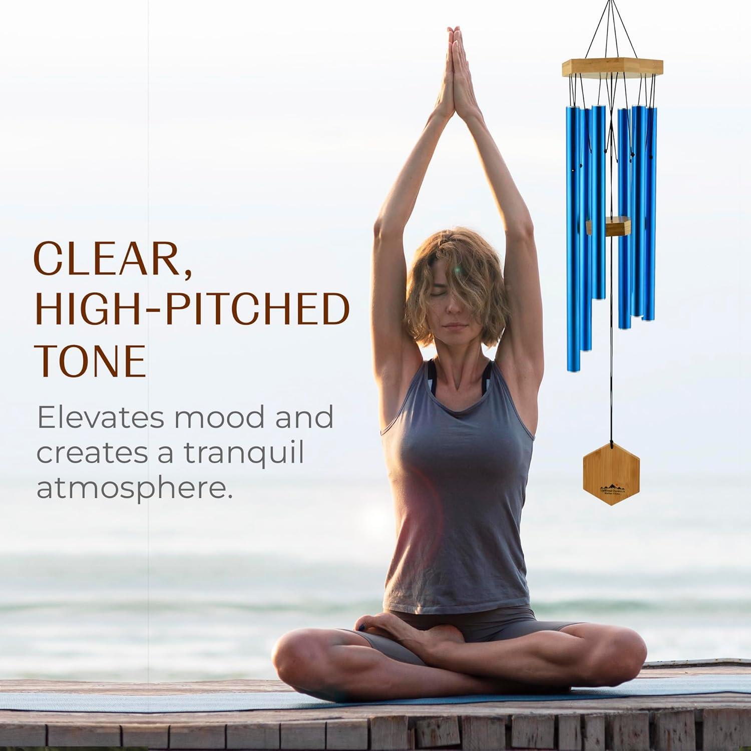 UpBlend Outdoors Wind Chimes for Outside, Gift for Mom, Deep Tone, Sympathy Gifts for Loss of Loved One, Patio Decoration, Memorial Windchimes, 29" Black