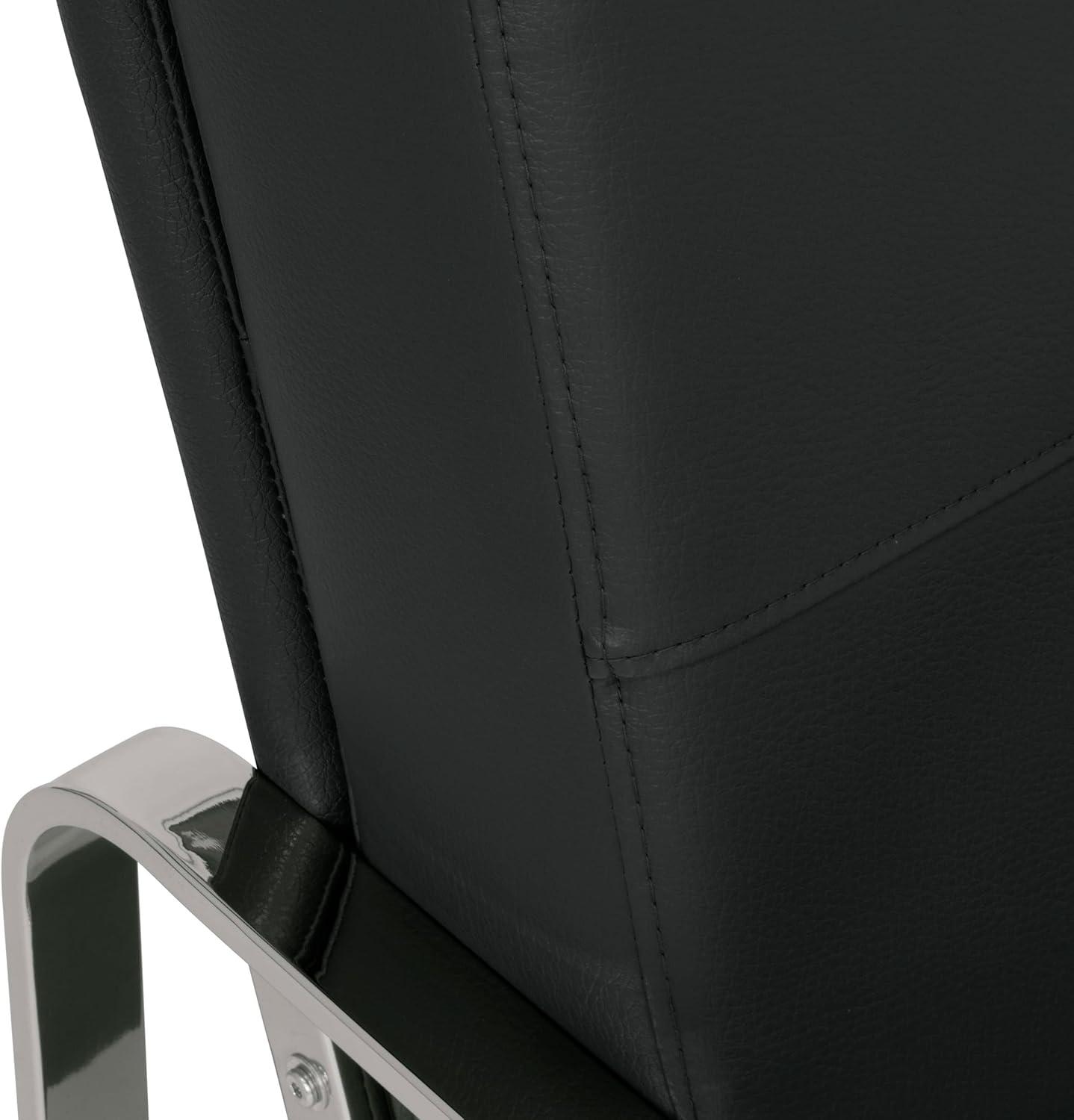 Allure Modern Blended Leather Accent Arm Chair Black/Chrome: Chrome-Finished, Padded for Comfort - Studio Designs Home
