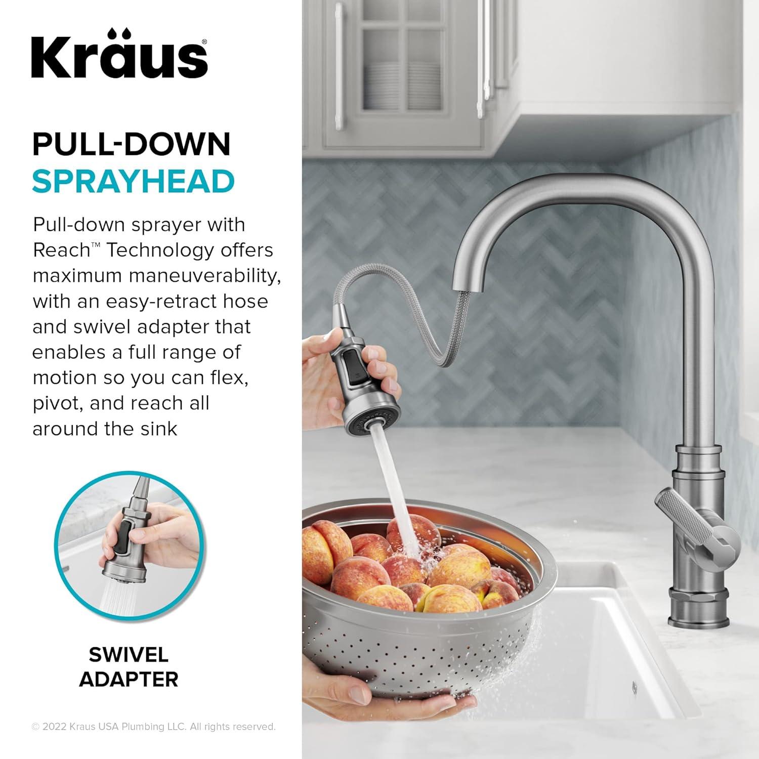 Allyn Transitional Industrial Pull-Down Single Handle Kitchen Faucet