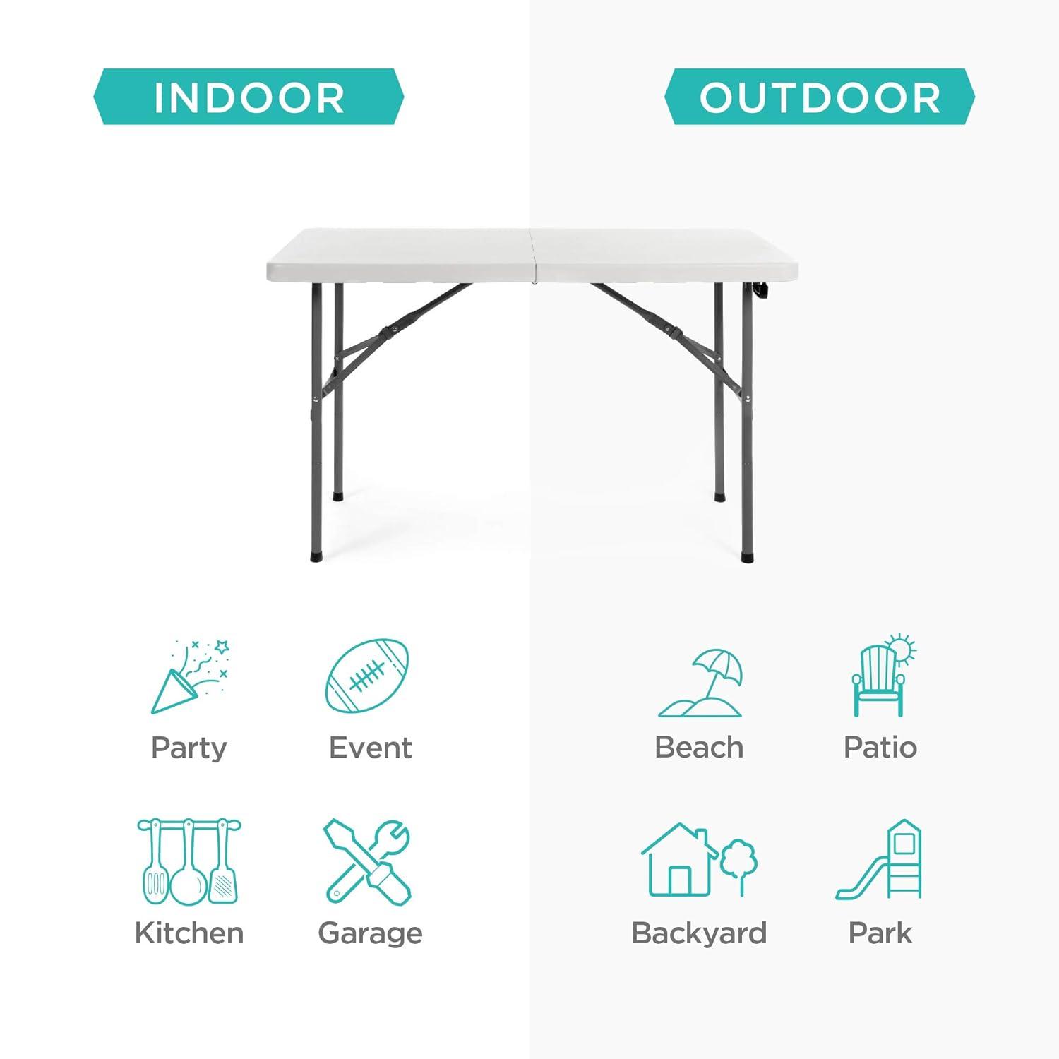 Best Choice Products Plastic Folding Table, Indoor Outdoor Heavy Duty Portable w/ Handle, Lock for Picnic