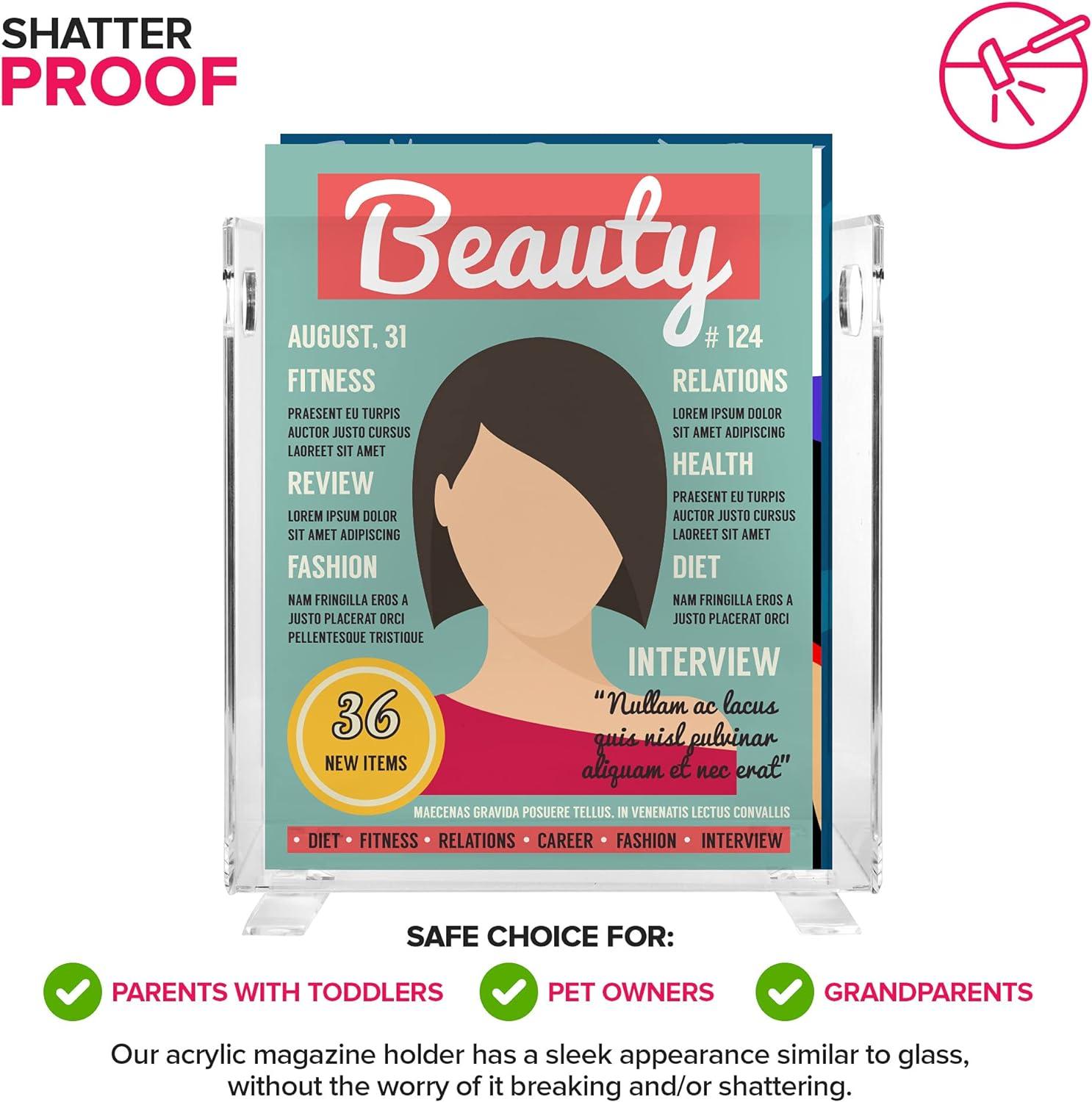 Stock Your Home Crystal Clear Acrylic Magazine Holder