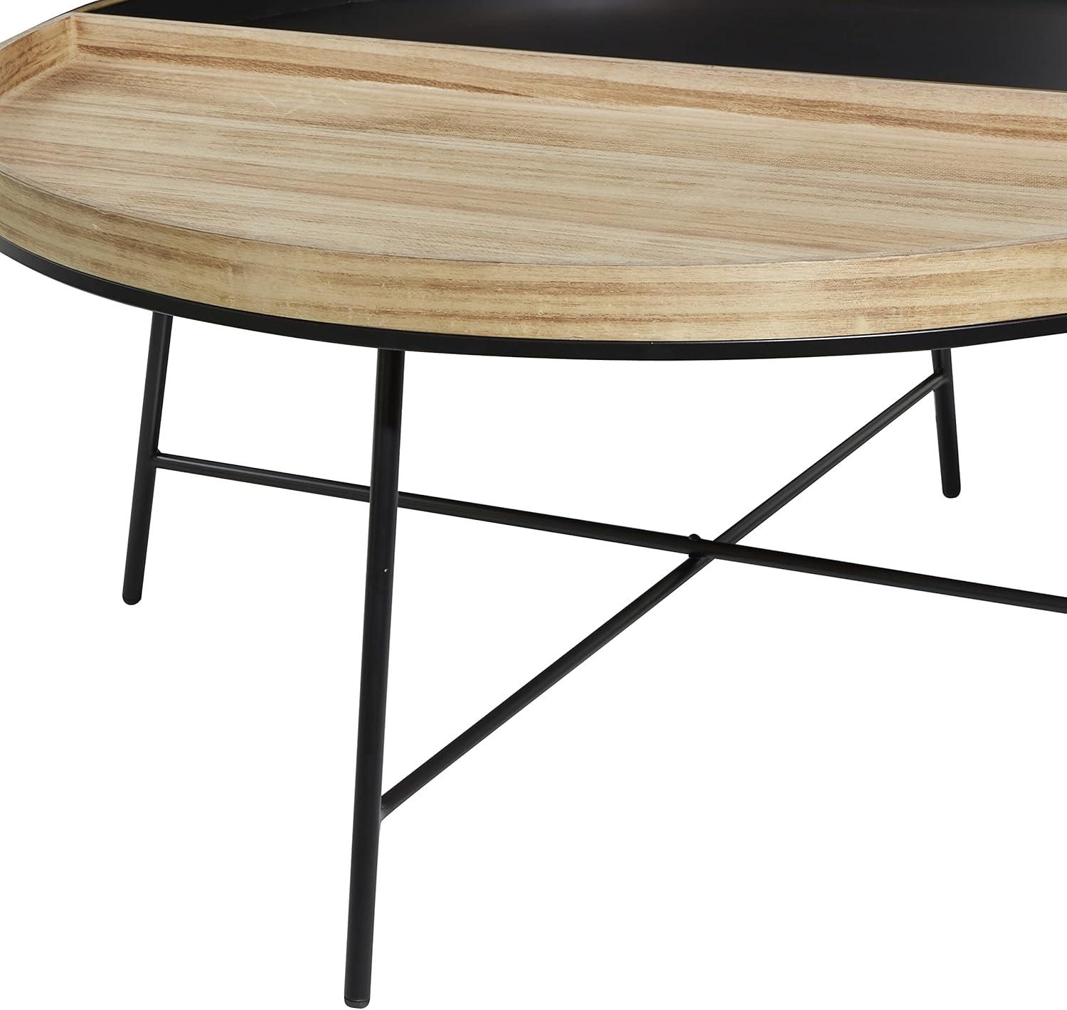 DecMode 38" x 18" Black Metal Split Coffee Table, 1-Piece