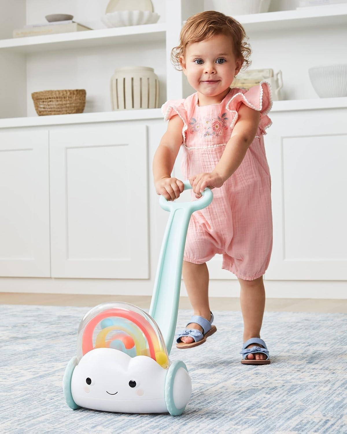 Silver Lining Cloud Rainbow Baby Push Toy with Popping Balls