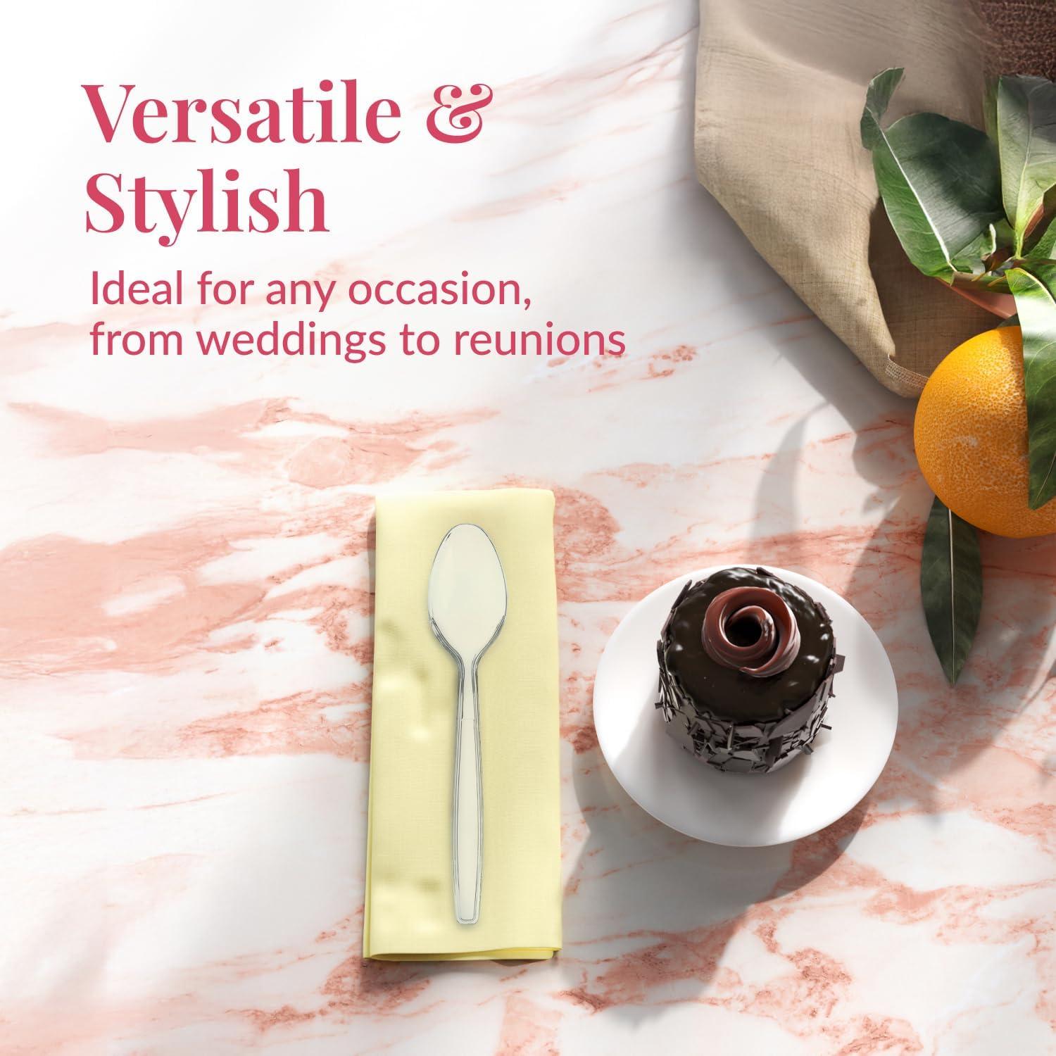 Elegant Clear Heavy-Duty Plastic Disposable Spoons Pack