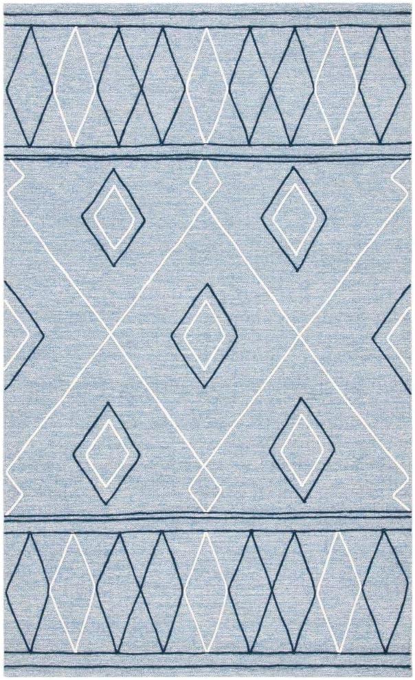 Striped Kilim STK510 Hand Woven Area Rug - Light Blue/Ivory - 3'x5' - Safavieh.