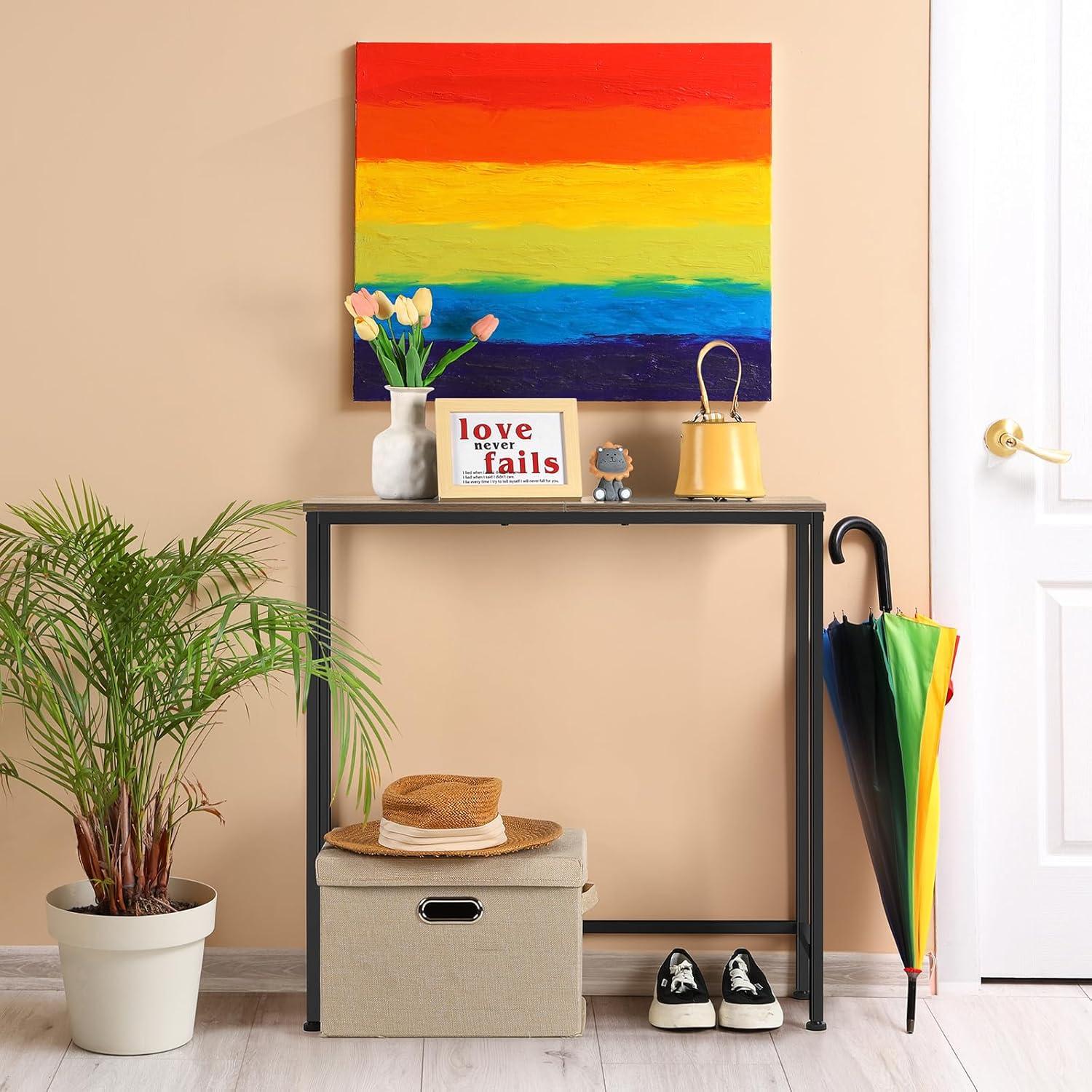 HOOBRO Narrow Console Table 29.5" Entryway Small Sofa Side Display Hallway Bedroom Foyer Black BK75XG01