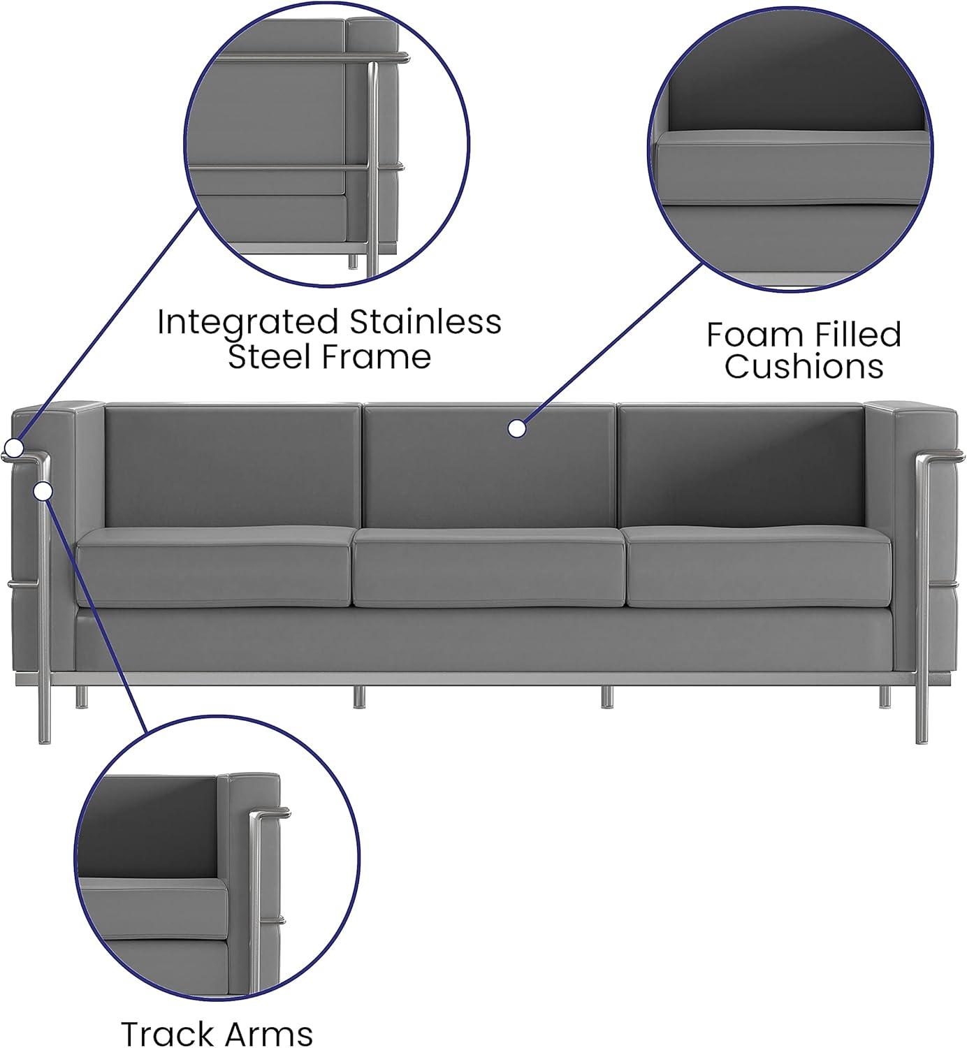 Flash Furniture Hercules Regal Series Contemporary Gray LeatherSoft Sofa with Encasing Frame