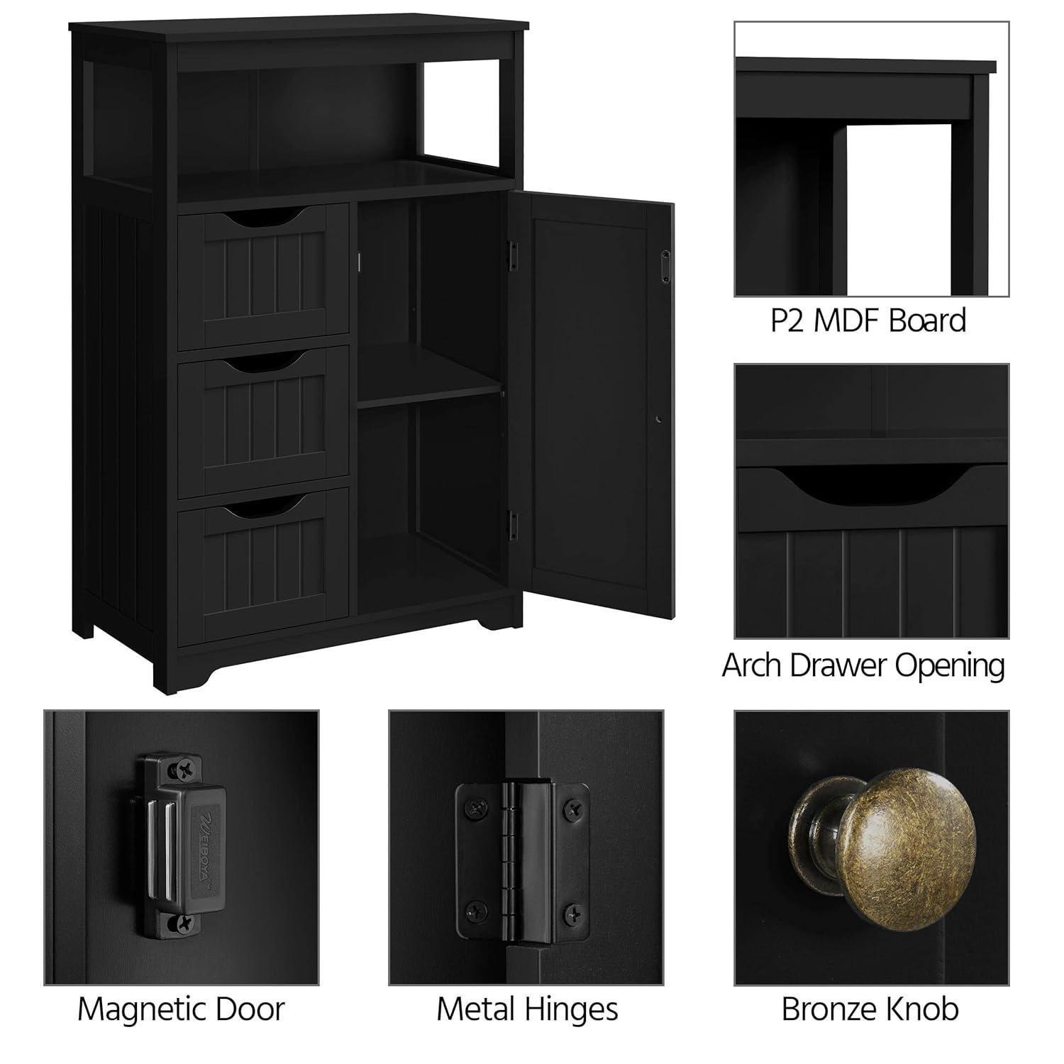 Wooden Bathroom Floor Cabinet w/ Drawers, Kitchen Cupboard Living Room Cabinet