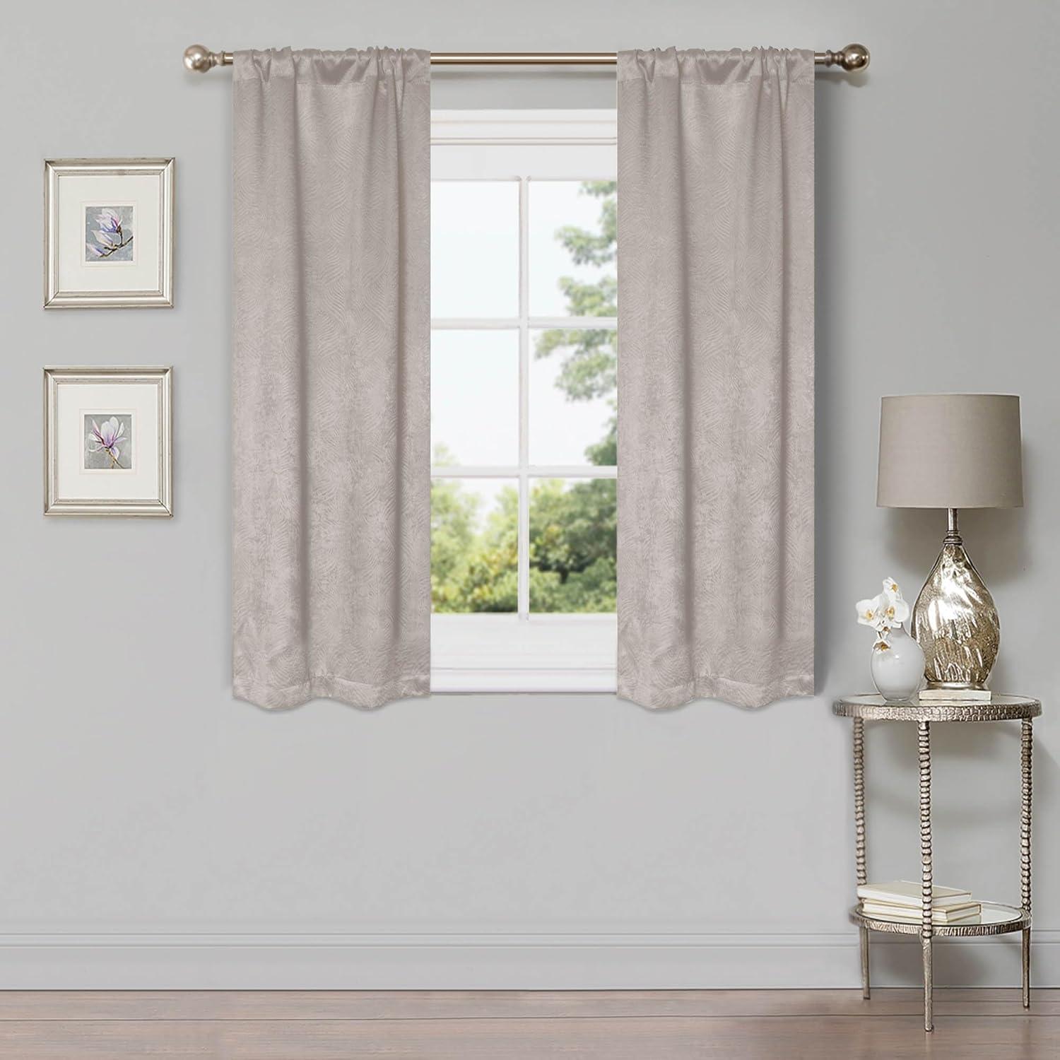 Superior Waverly Blackout Curtains, Rod Pocket, Set of 2, 26" x 63", Ivory