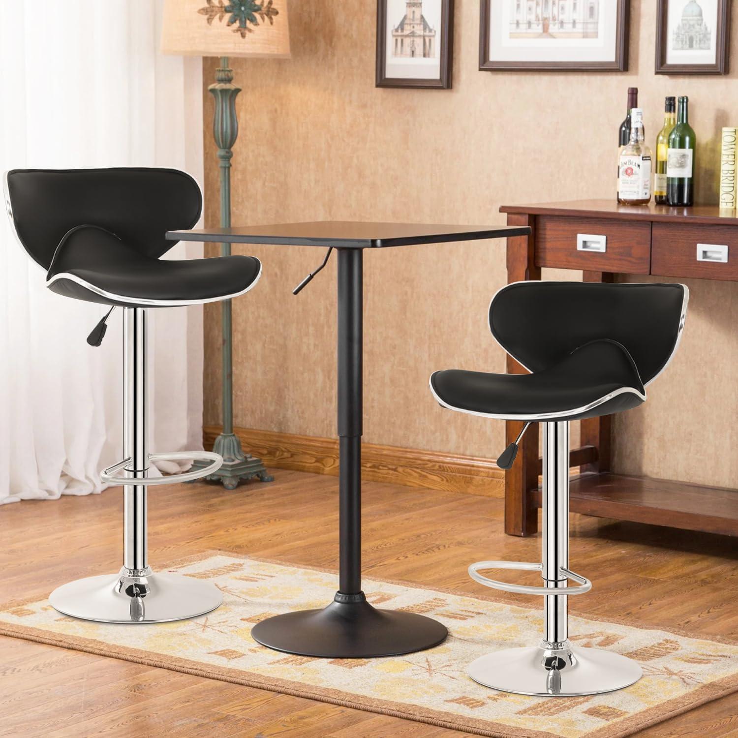 BestOffice Bar Stools Set of 2, Counter Height Adjustable Bar Stools with Back Bar Stool PU Leather Swivel Bar Stool Kitchen Counter Bar Stools Dining Chairs