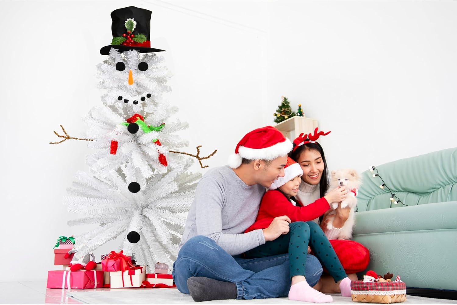 5 Ft White PVC Snowman Christmas Tree with Accessories