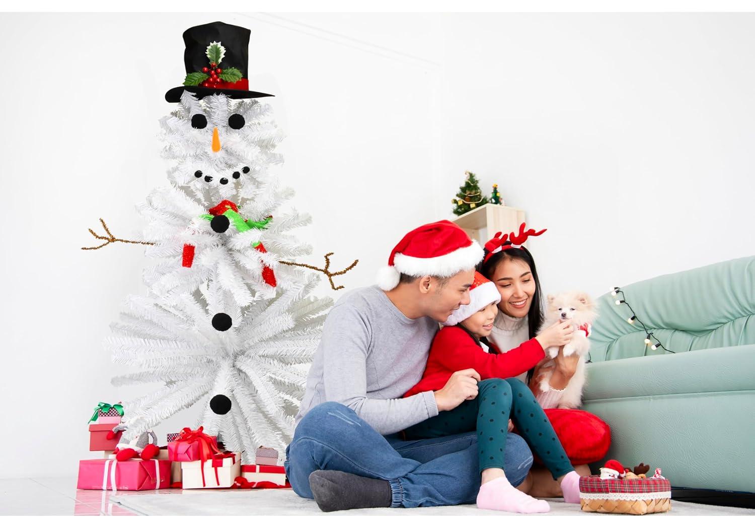 5 Ft White PVC Snowman Christmas Tree with Accessories
