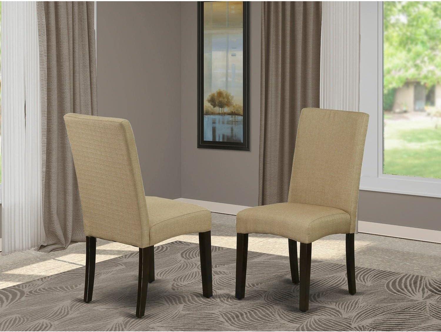 East West Furniture Driscol 39" Fabric Dining Chairs in Cappuccino (Set of 2)