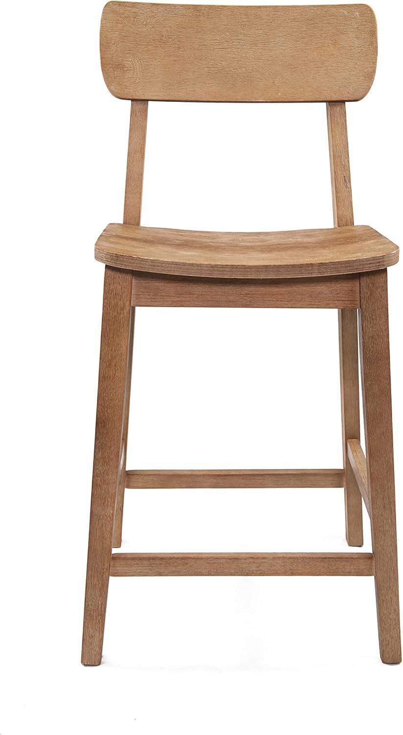 24" Torino Counter Height Barstool Barnwood - Boraam: Solid Wood, Farmhouse Style, Square Seat