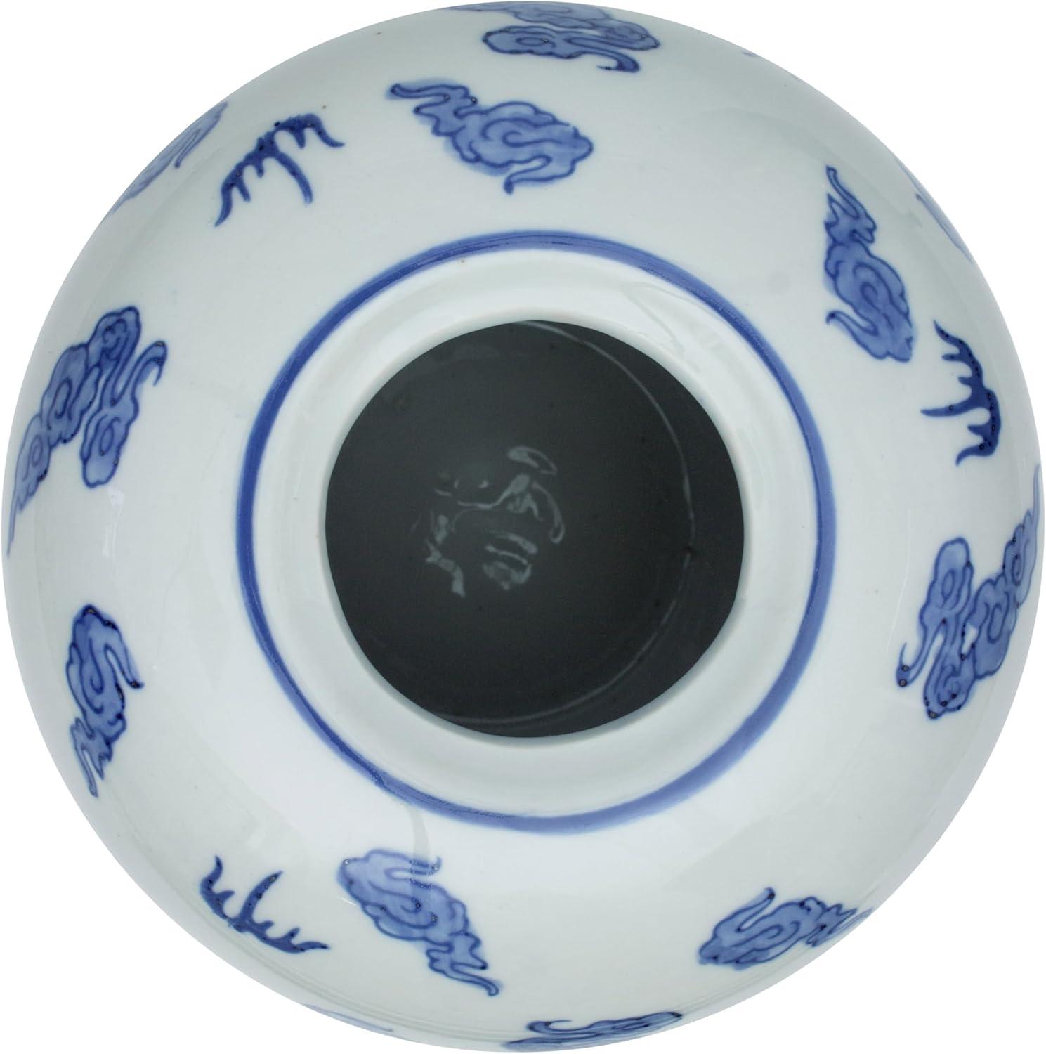 11" Dragon Blue & White Porcelain Vase Jar