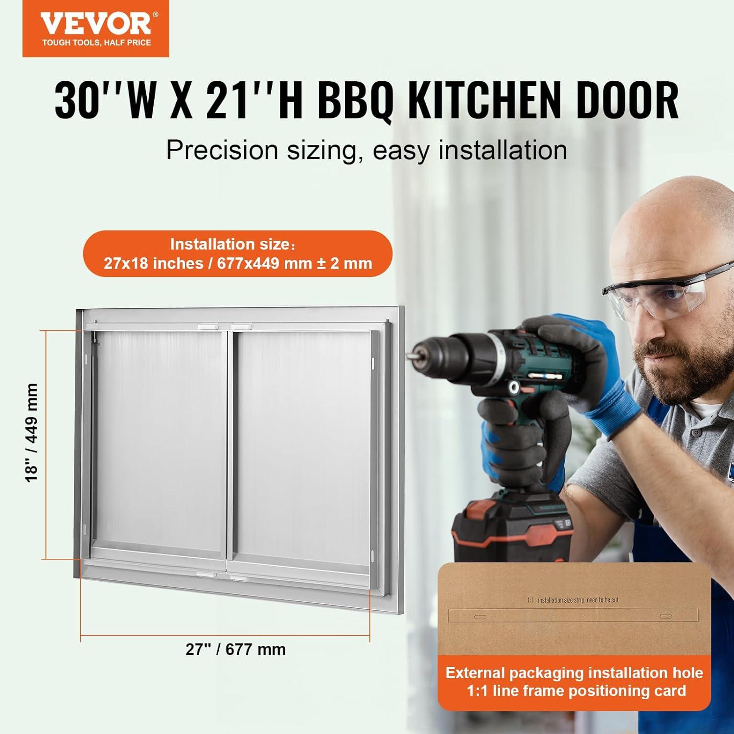 Stainless Steel Double BBQ Access Door with Hooks