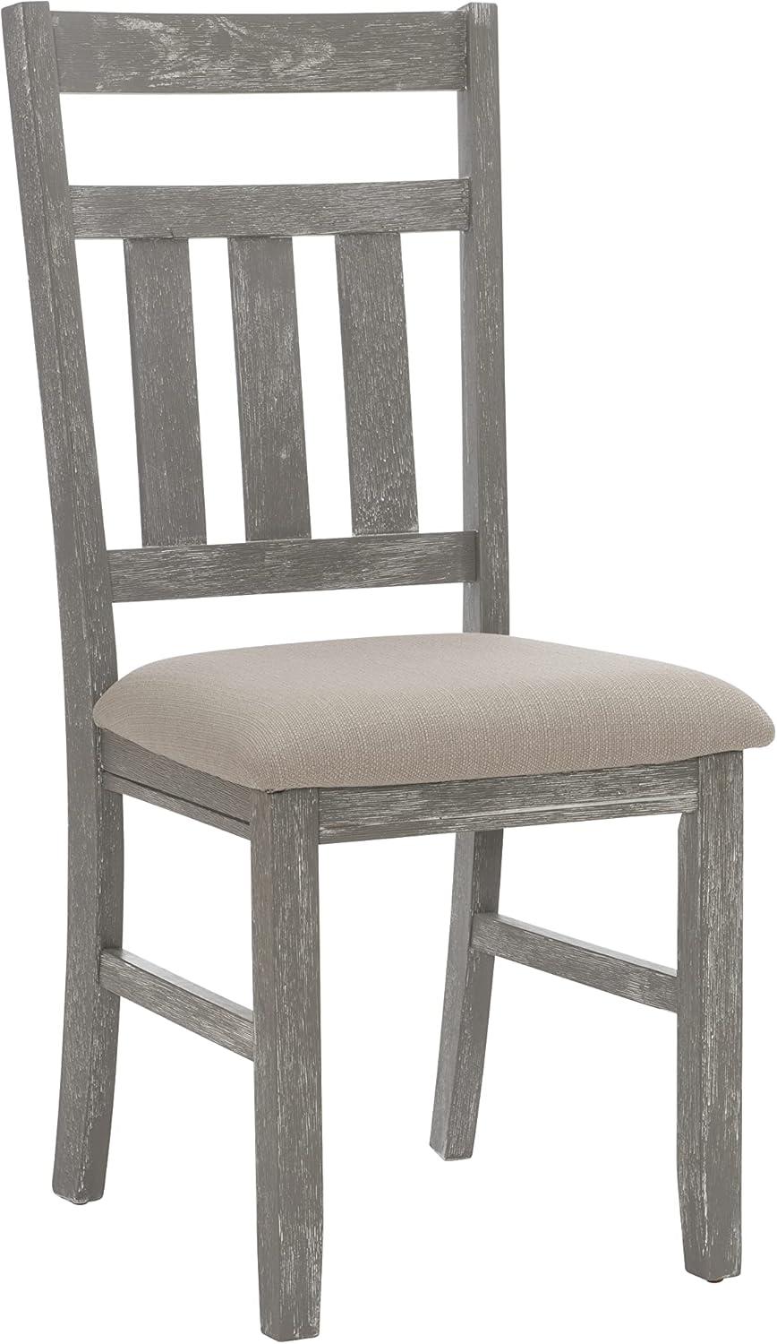 Turino 7-Piece Weathered Gray Dining Set with Tan Upholstered Chairs