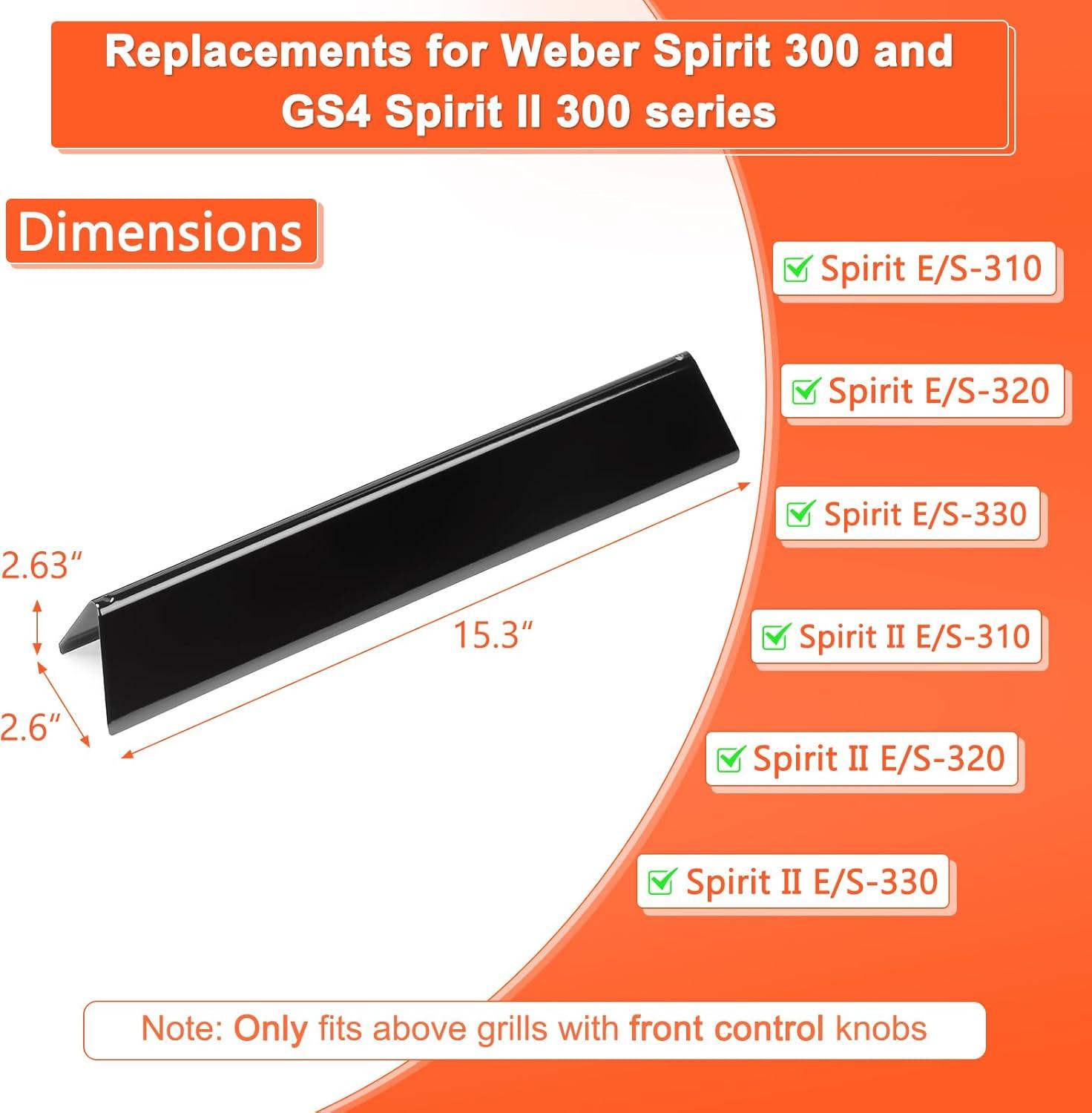 Flavorizer Bars for Weber Spirit E310 310 Grill Parts, Porcelain-Enameled Flavor Bars Replacement for Weber Spirit 300 Series Grill with UP-Front Controls 15.3 inch Set of 5