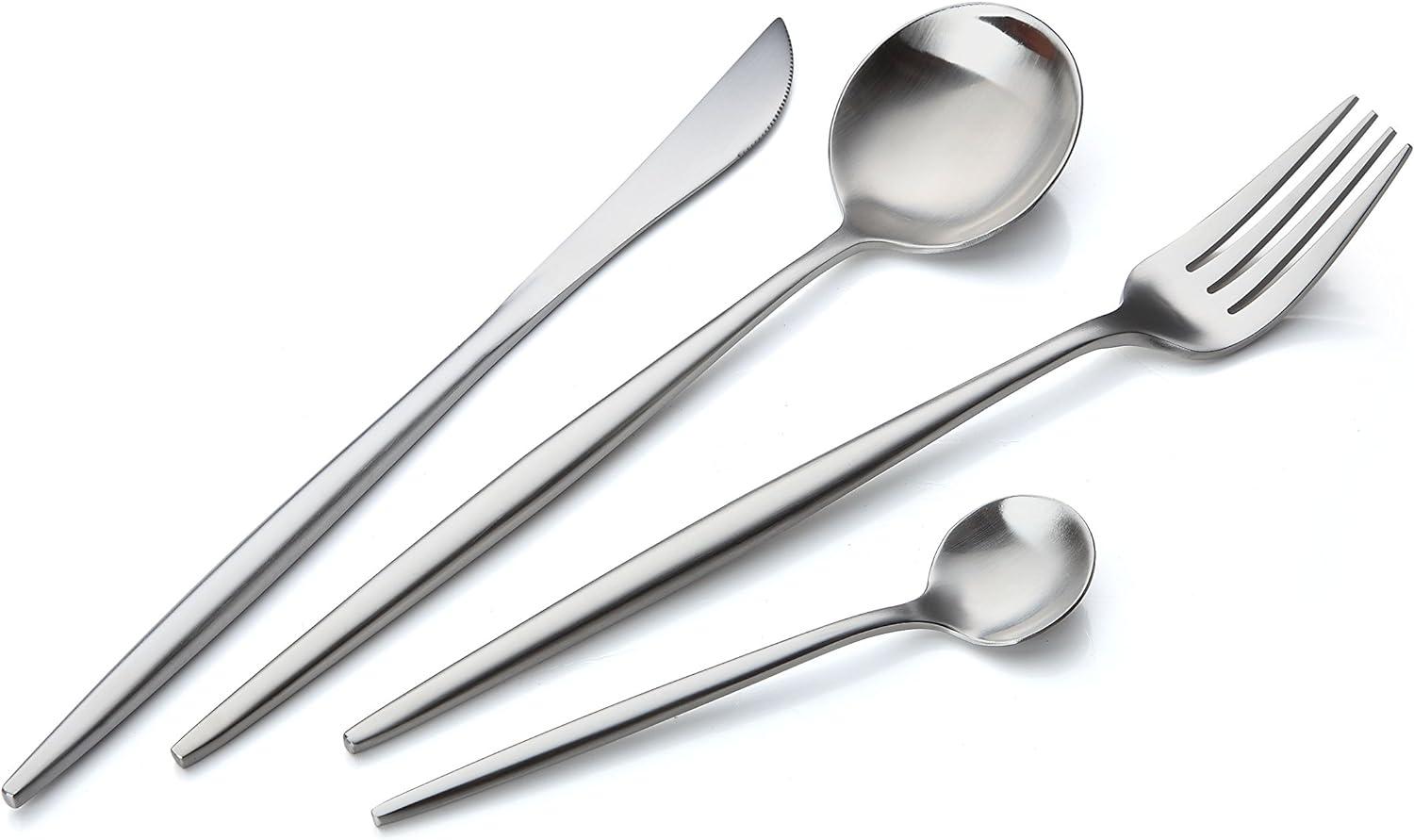 Bruntmor 18/10 Stainless Steel Cutlery Matte Finish - 16 Piece