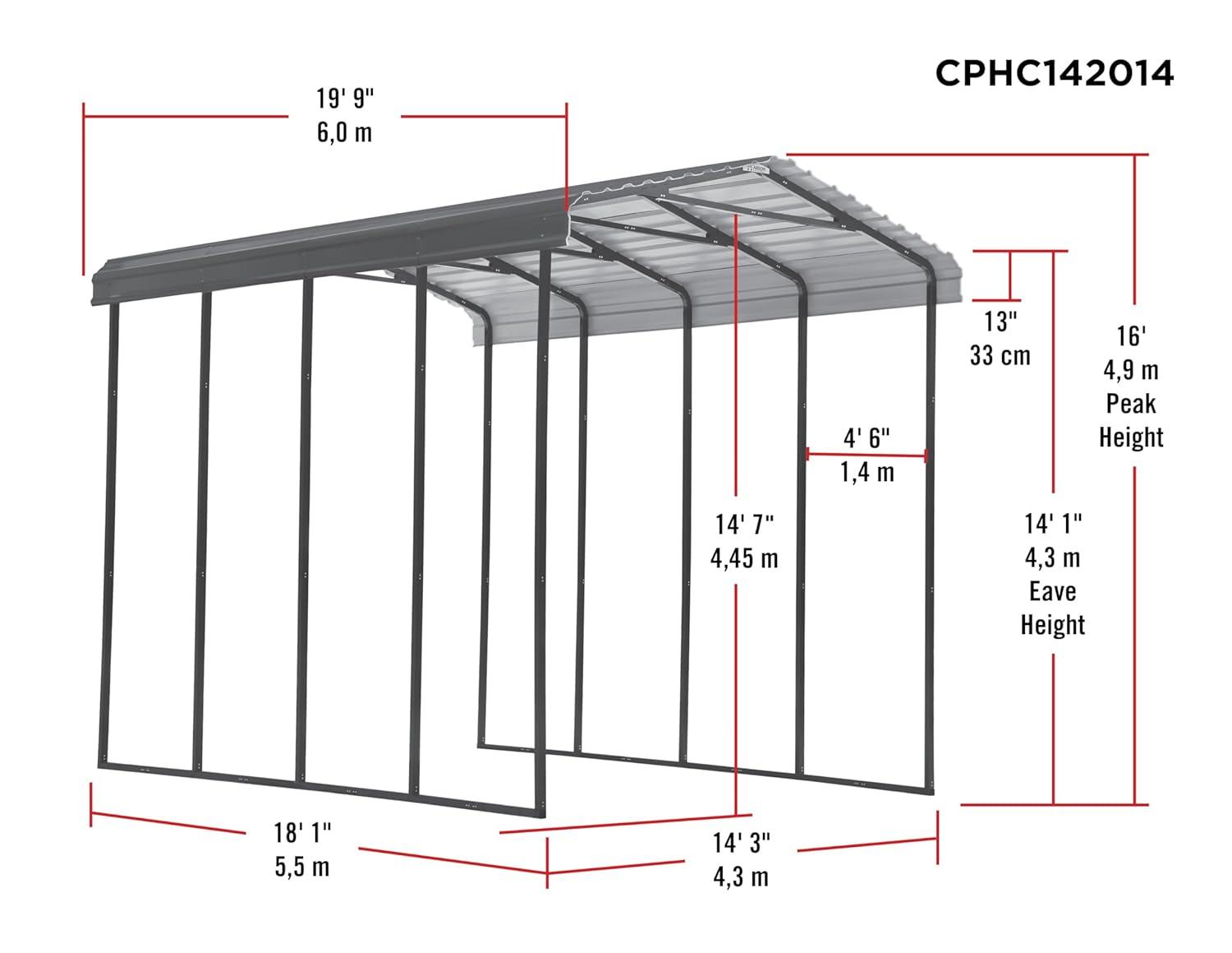 Arrow Arrow Carport, 14 ft. x 20 ft. x 14 ft.