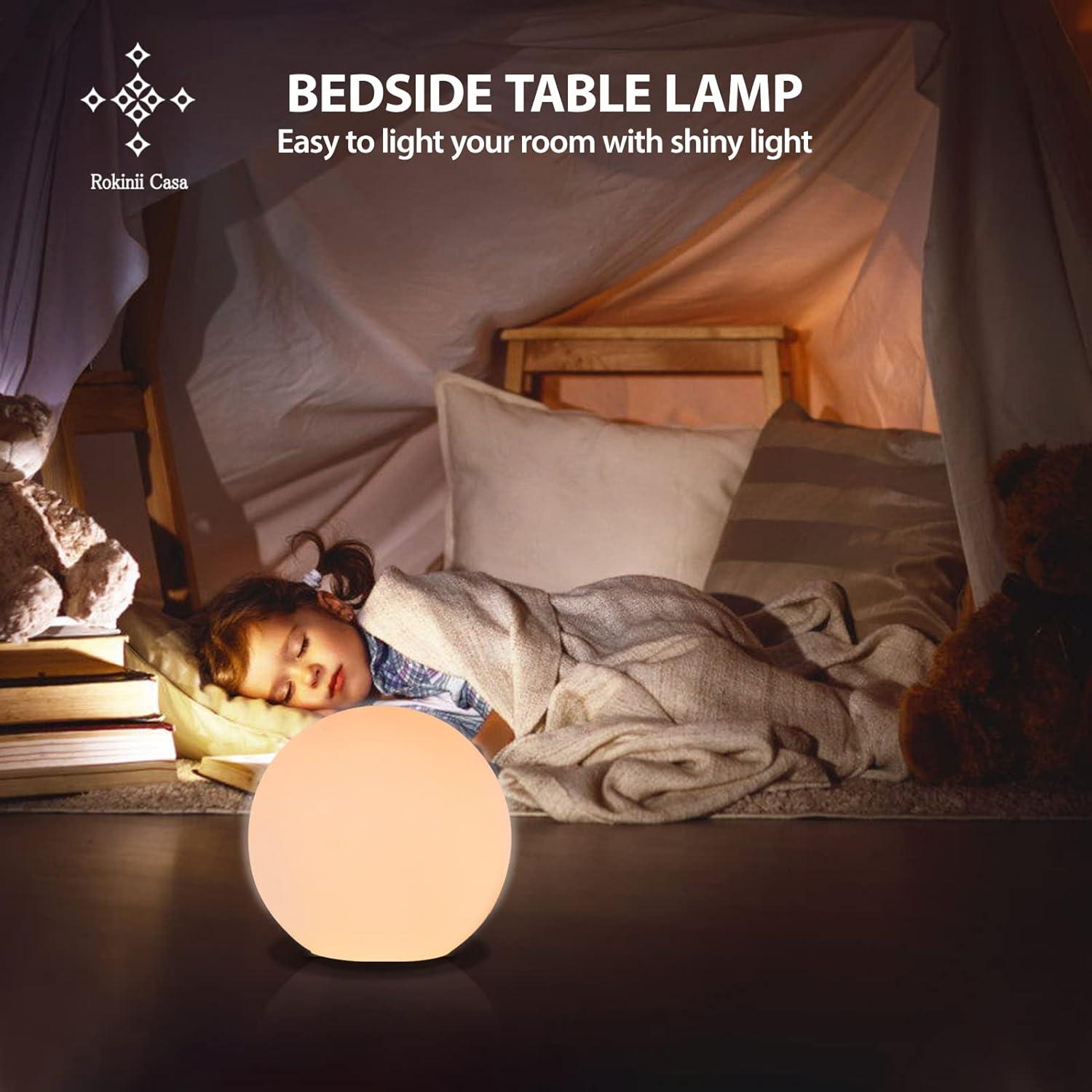 7.8 Inch Ball Table Lamp with Glass Shade, Ball Light Bookshelf Lamp for Bedroom, Dorm, Office and Bedroom Bookshelf Reading Decoration, Without Bulb